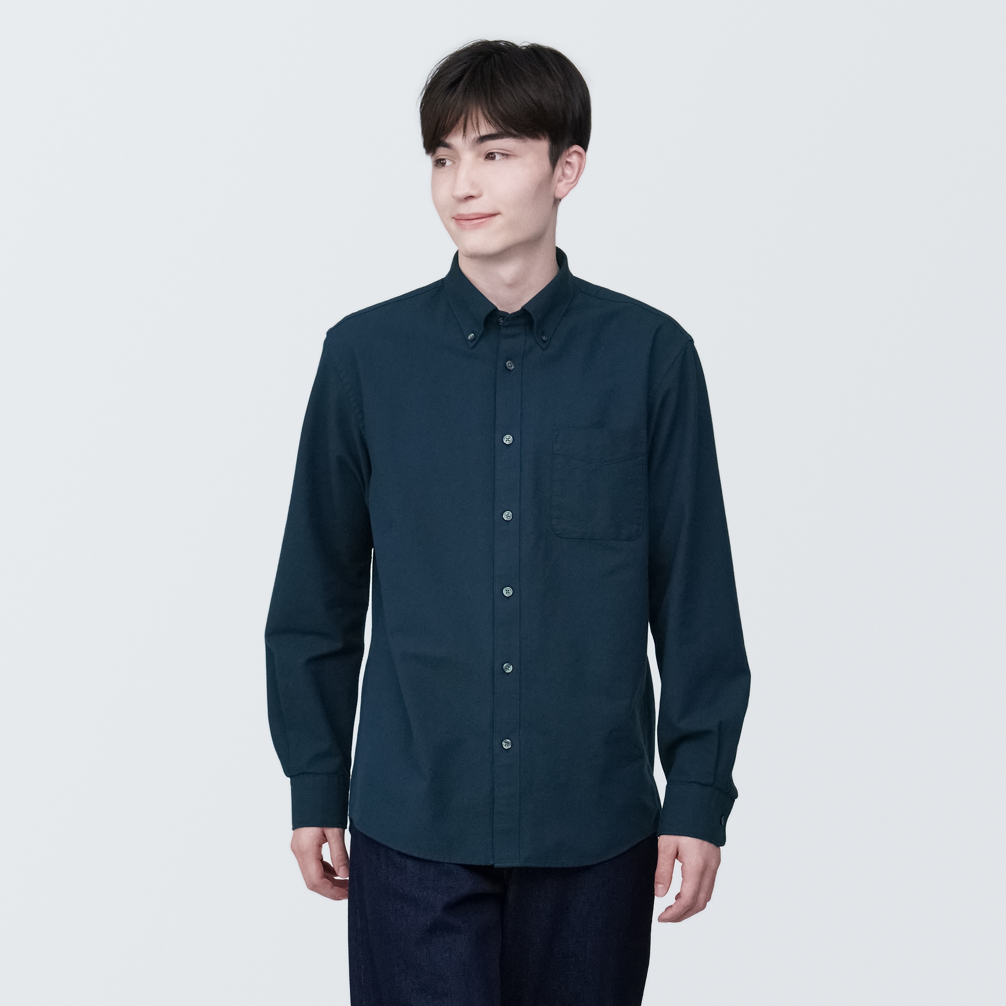 紳士　洗いざらしオックスボタンダウン長袖シャツ