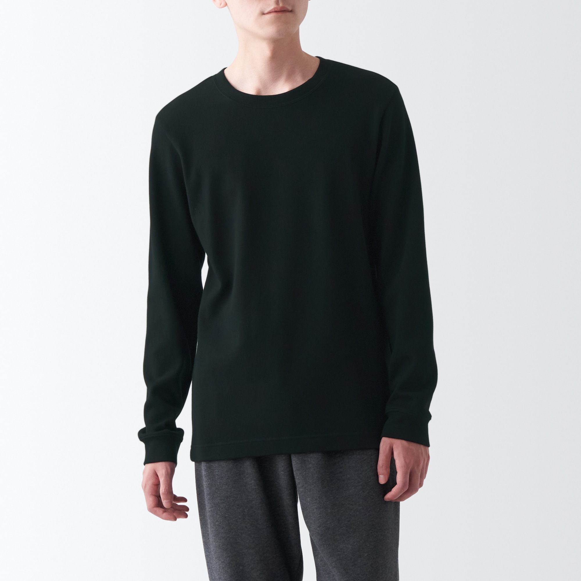 あったか綿　ウール　クルーネック長袖Ｔシャツ