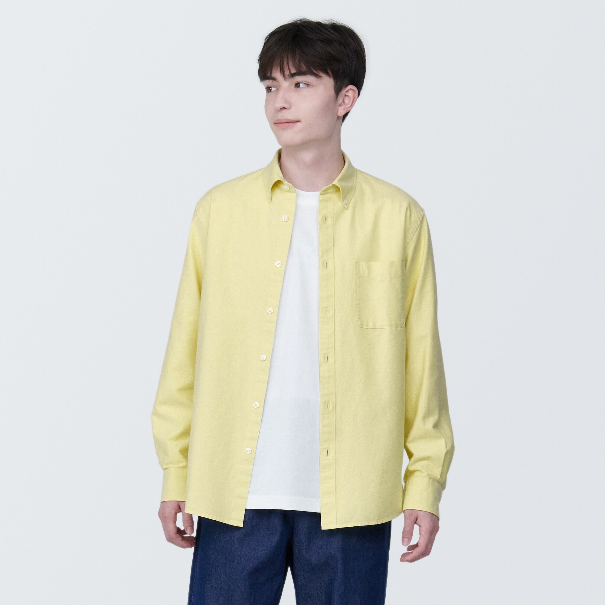 紳士　洗いざらしオックスボタンダウン長袖シャツ