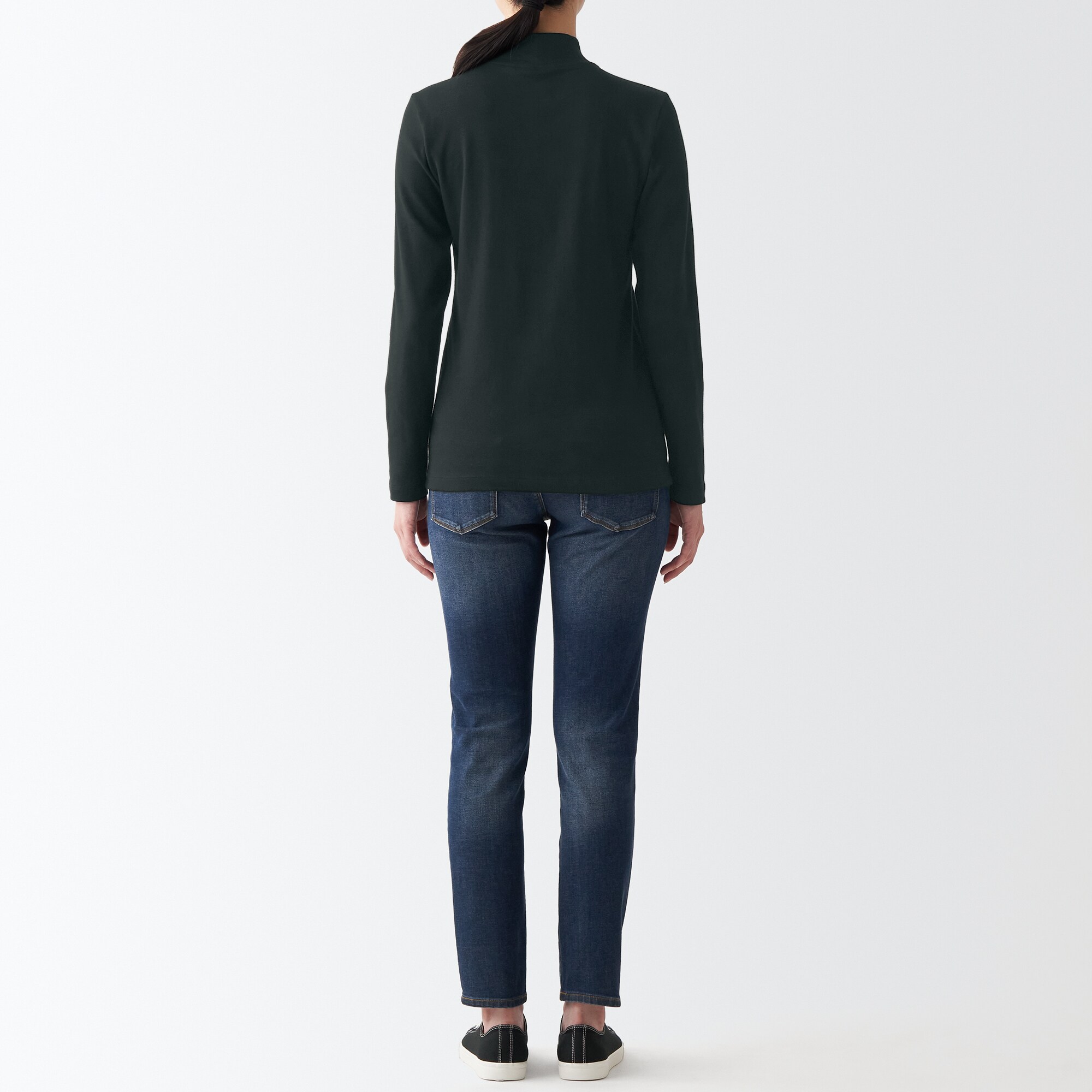 ストレッチフライス編みハイネック長袖Ｔシャツ