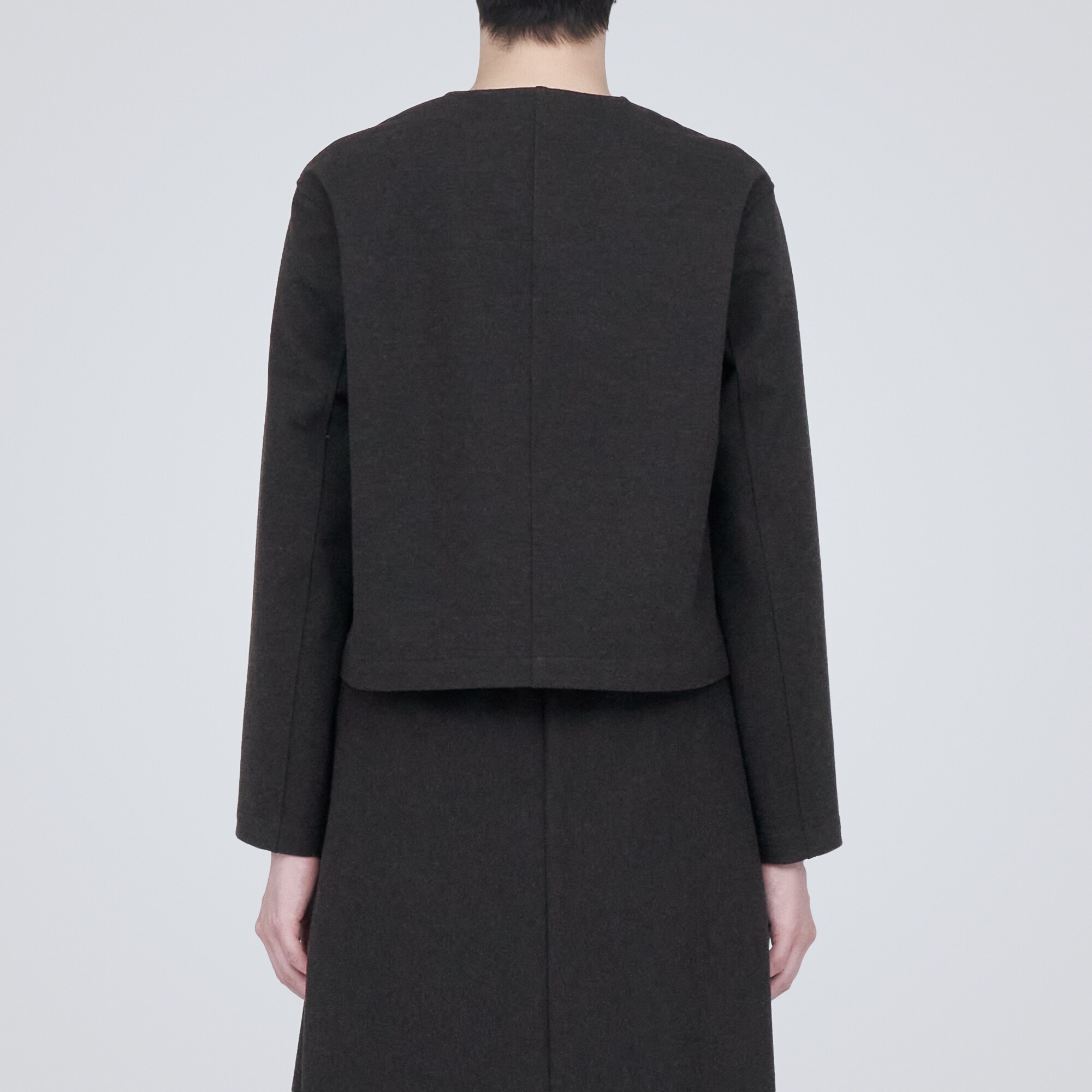 ストレッチ起毛ノーカラージャケット