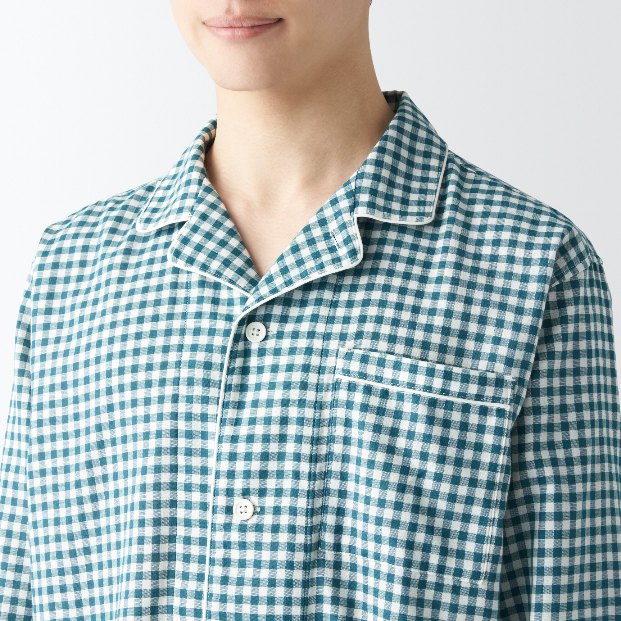 紳士　脇に縫い目のない　二重ガーゼパジャマ