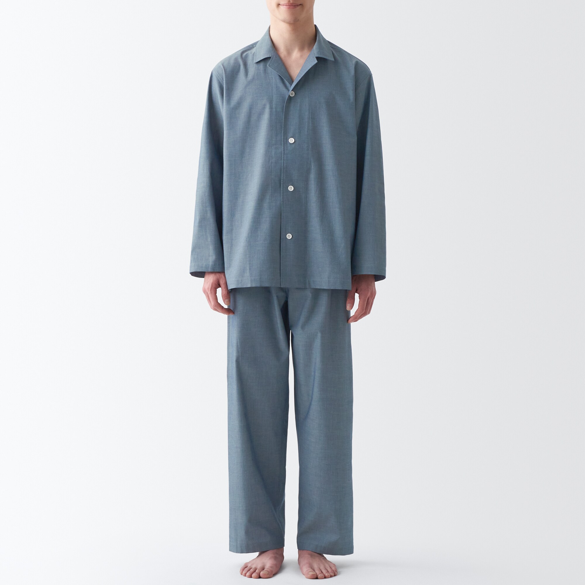 【年中着られる定番】綿ブロード　長袖パジャマ