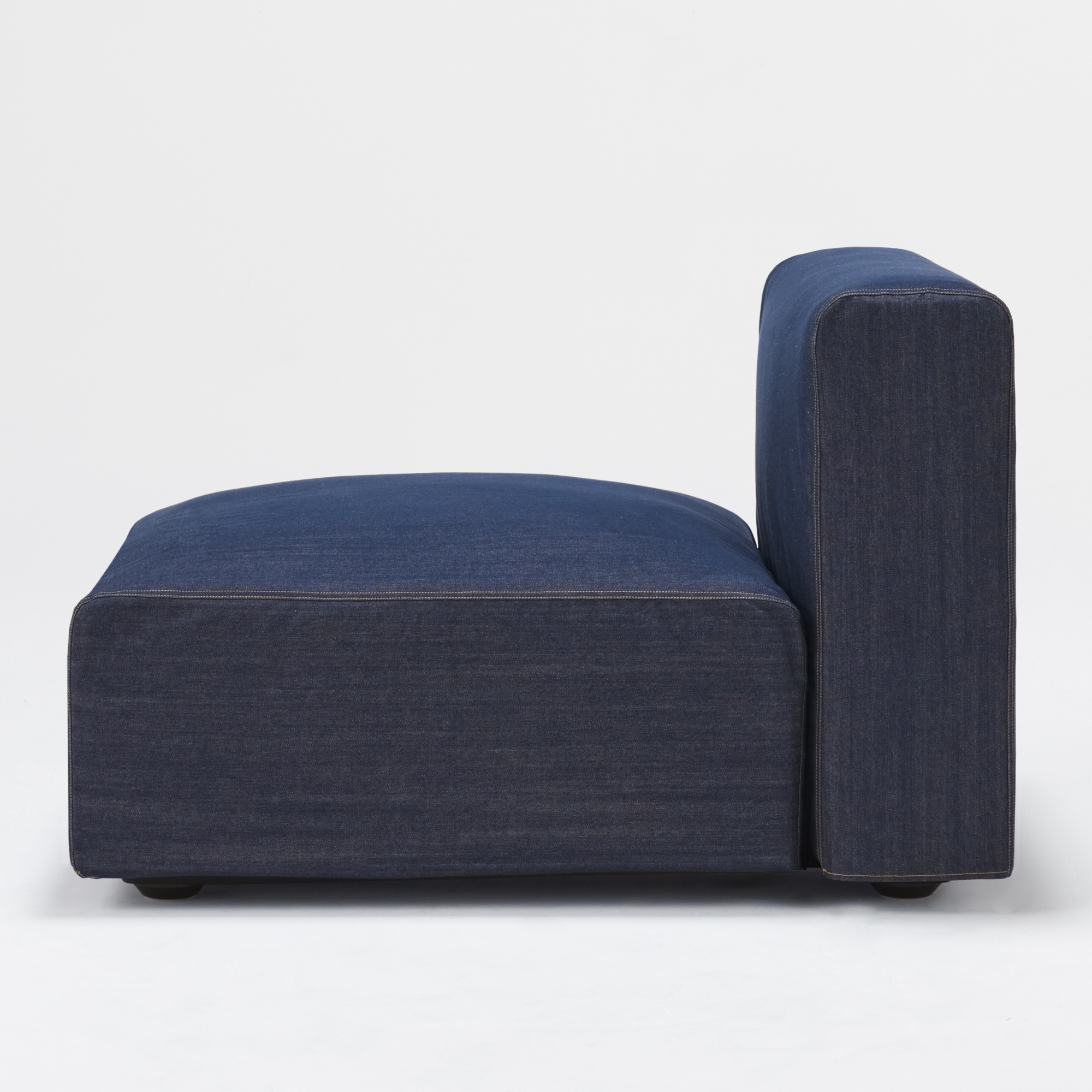 【カバー】綿デニムユニットソファアームレス・大・幅７７ｃｍ用カバー／ブルー