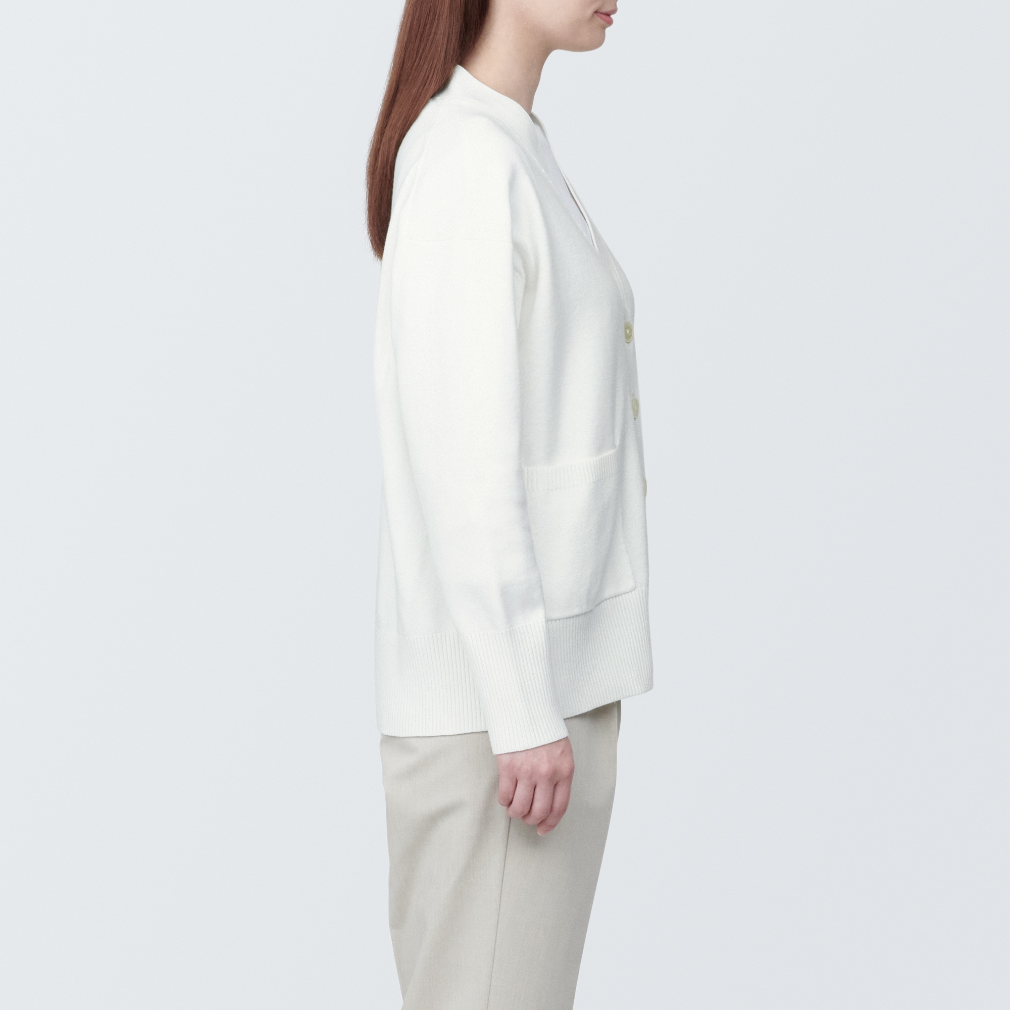 婦人　洗えるミラノリブ編みＶネックカーディガン