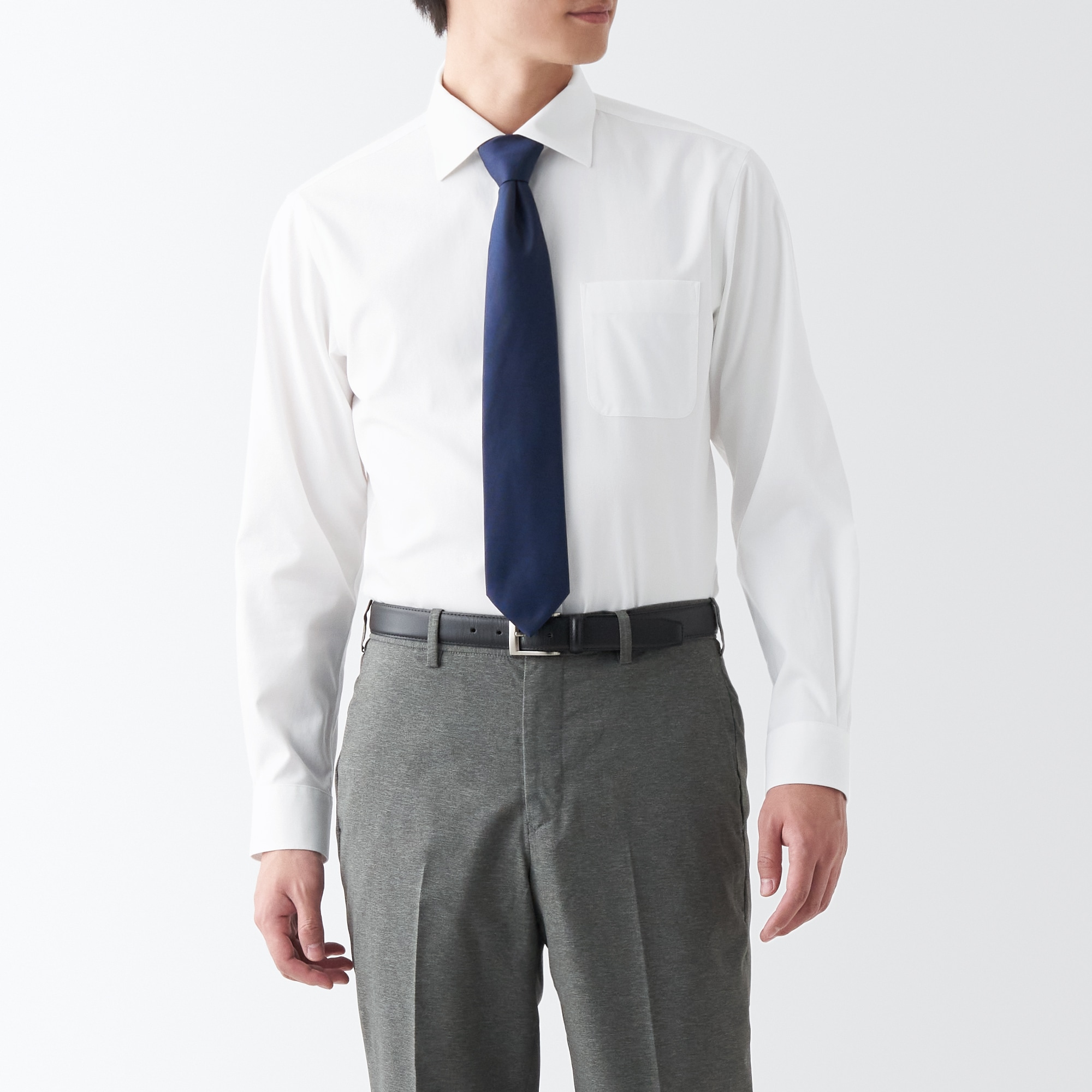 ノンアイロンビジネスセミワイドカラー長袖シャツ