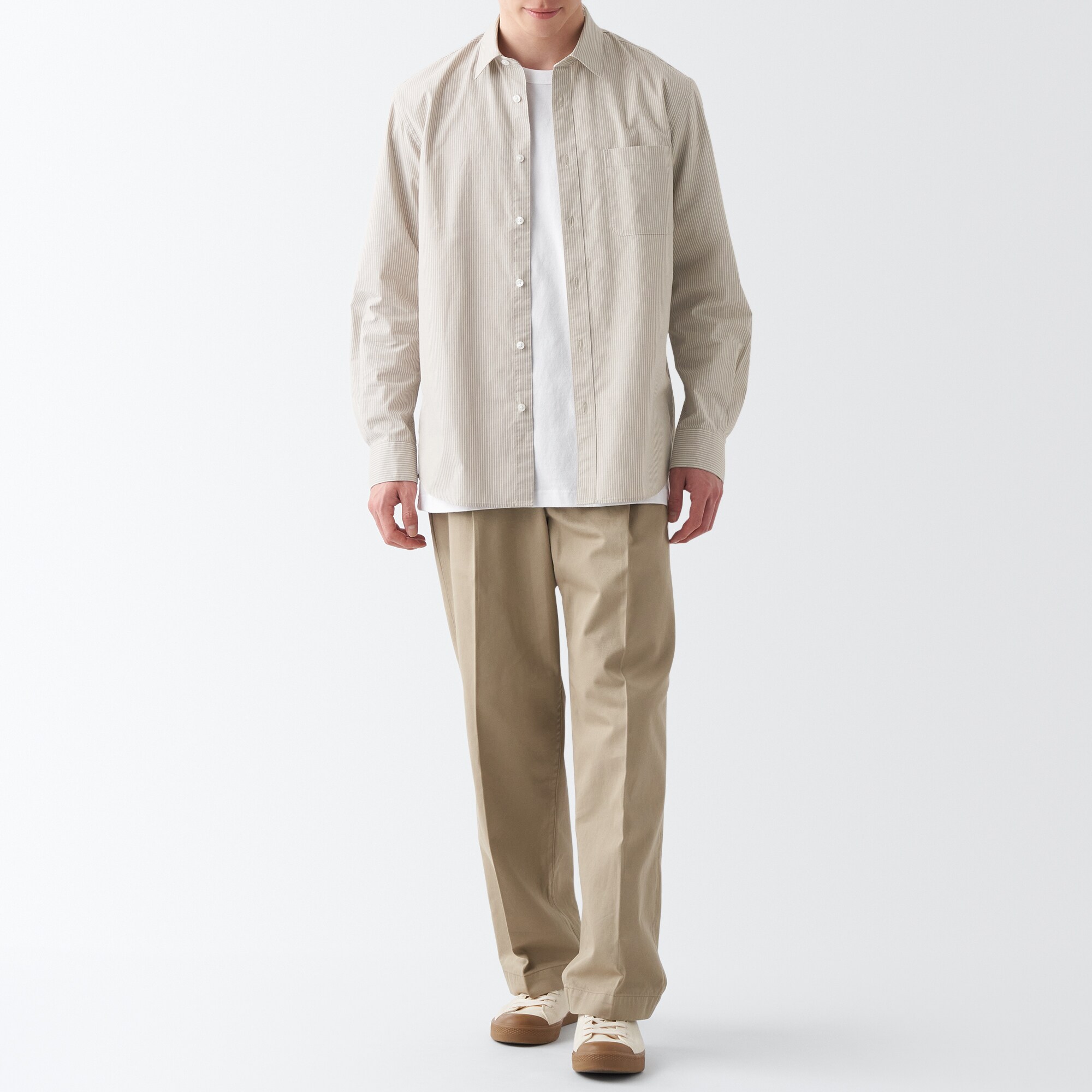 洗いざらしブロード長袖シャツ