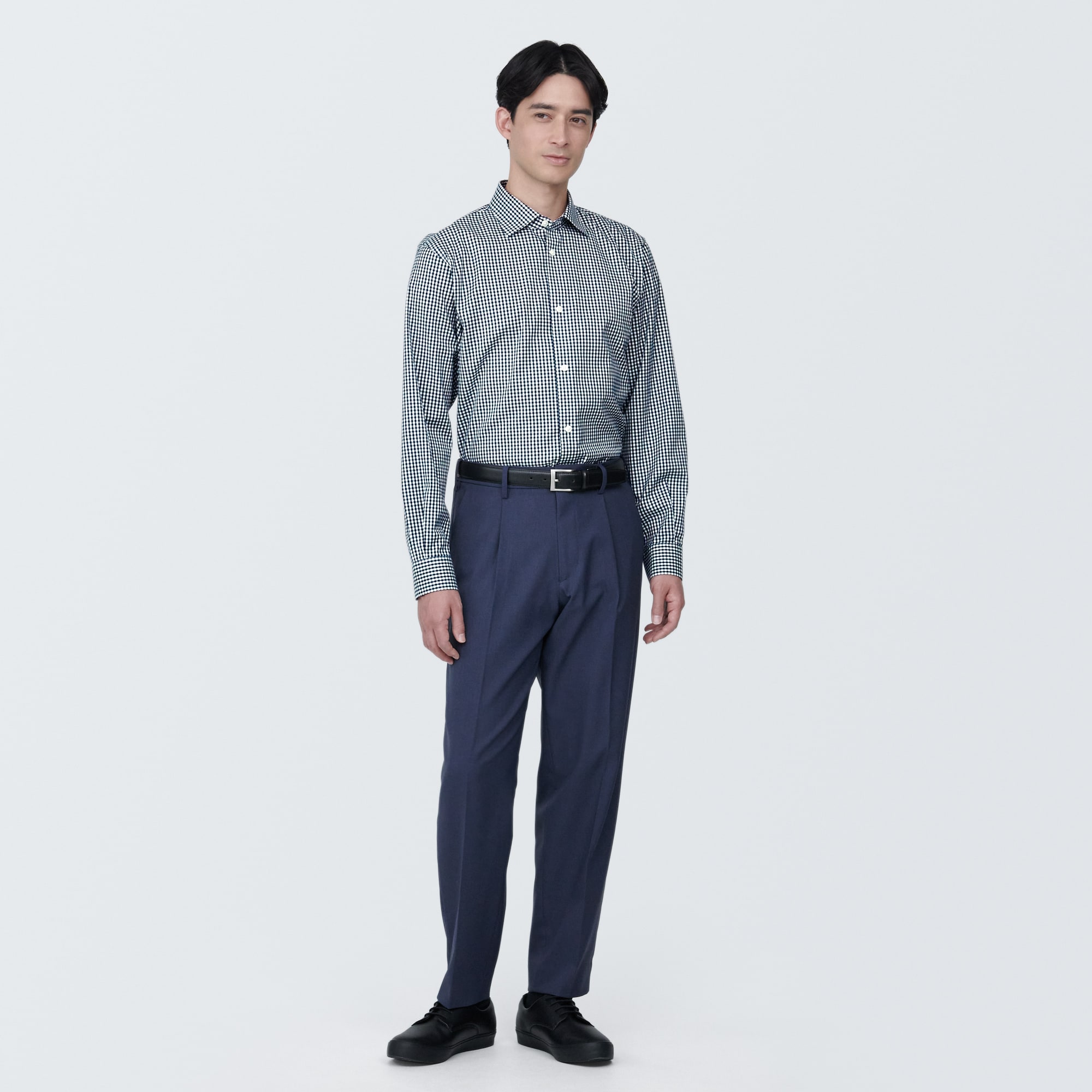 紳士　ノンアイロンセミワイドカラー長袖シャツ