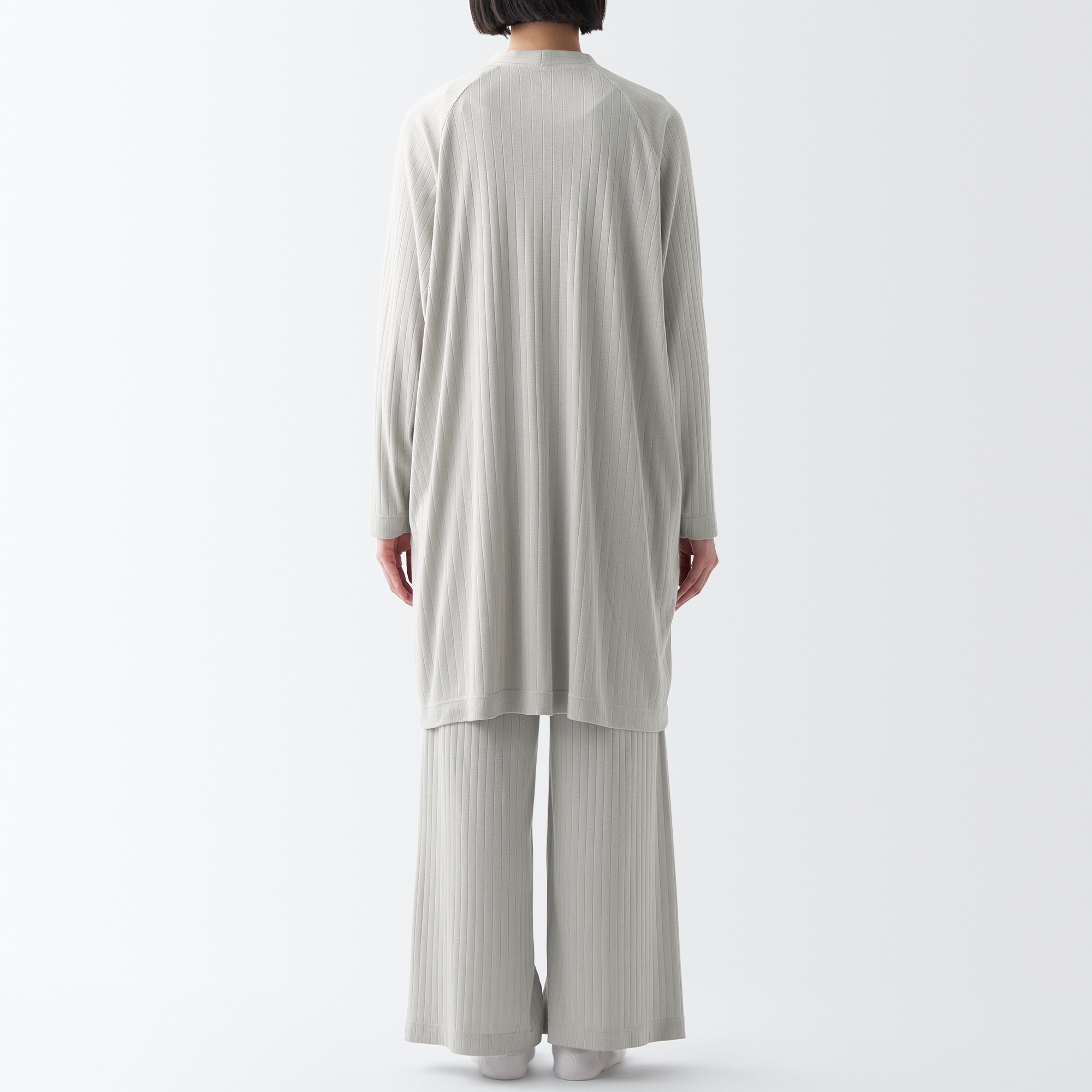 ワイドリブ　ロングカーディガン