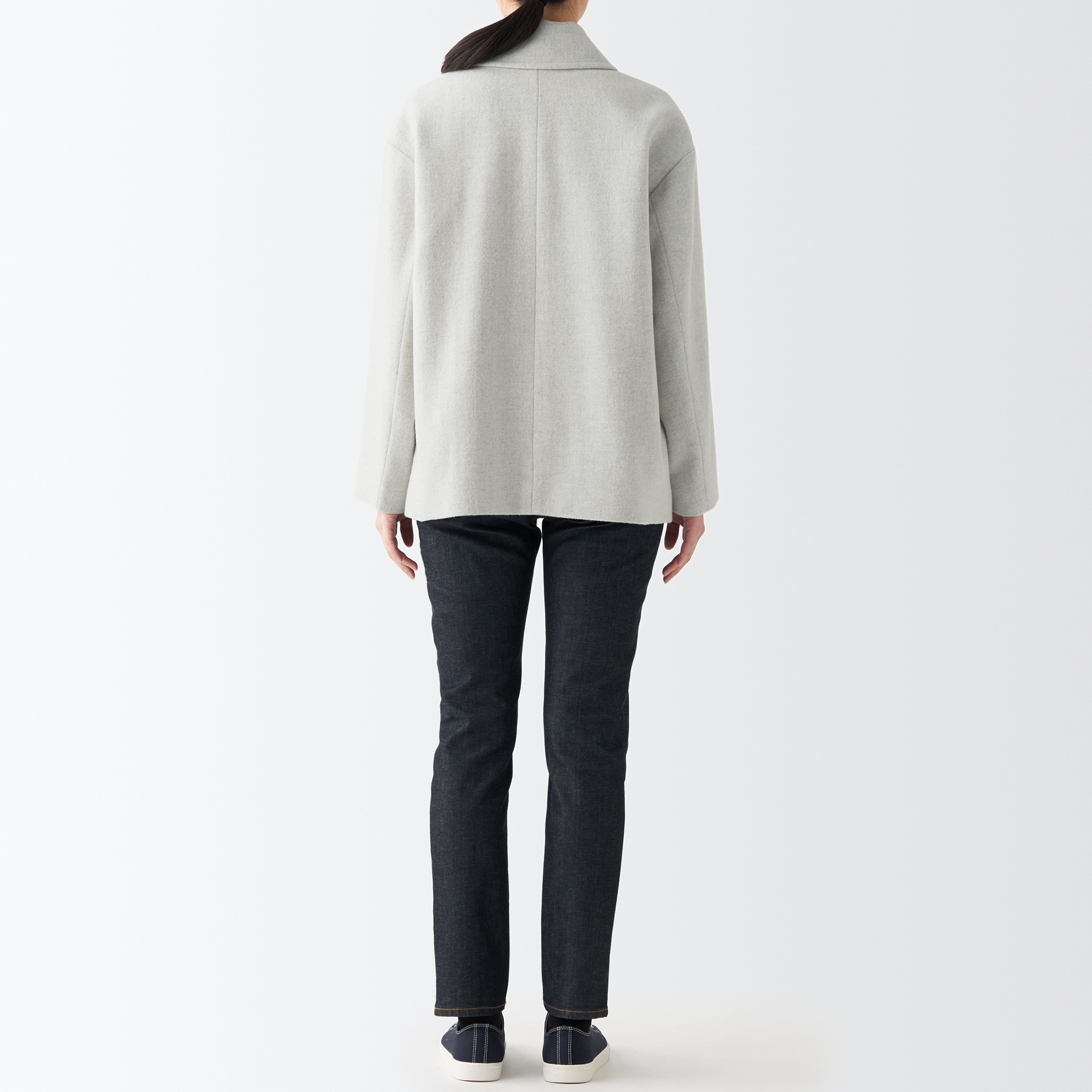 ウール混ステンカラーショートコート