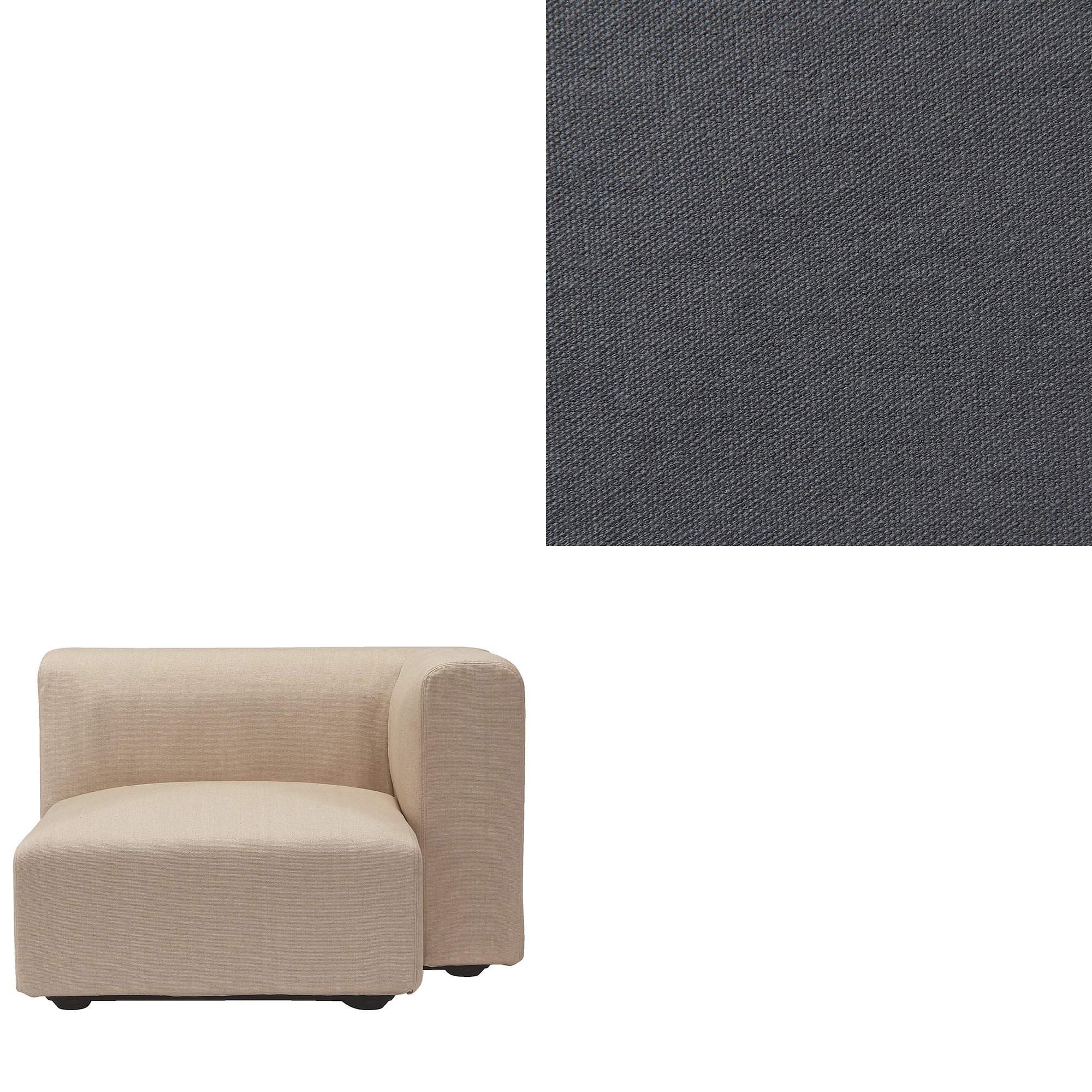 【カバー】洗いざらしの綿帆布ユニットソファ・ハーフアーム・大（左）用カバー／生成