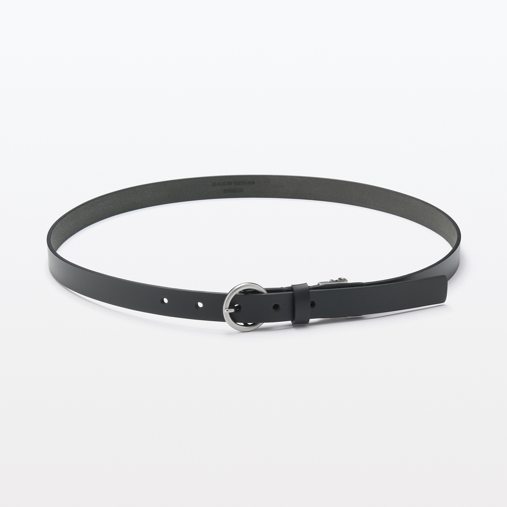 ヌメ革　長さを調節できる　丸リング細ベルト