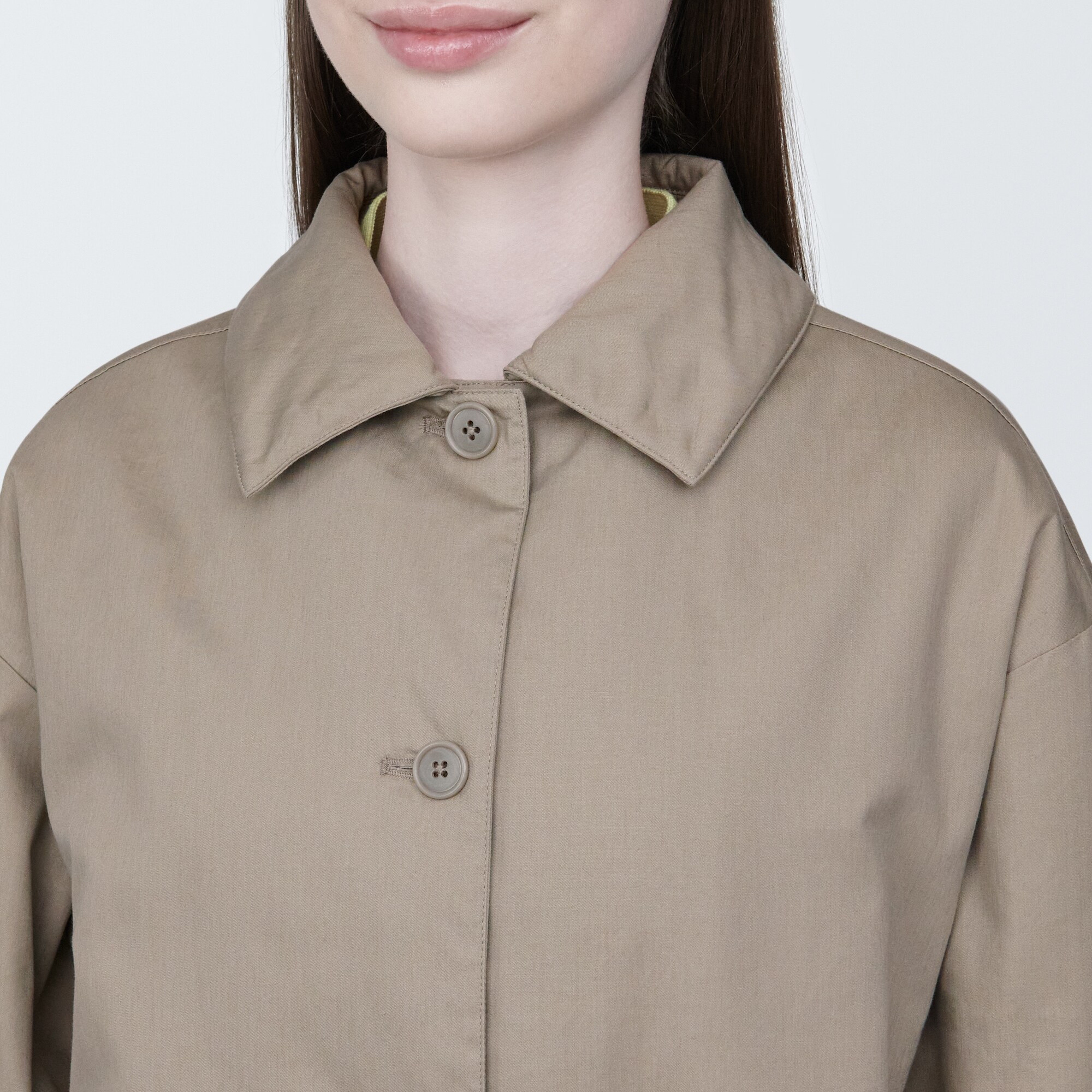 婦人　木の実から作ったカポック混中わたステンカラーコート