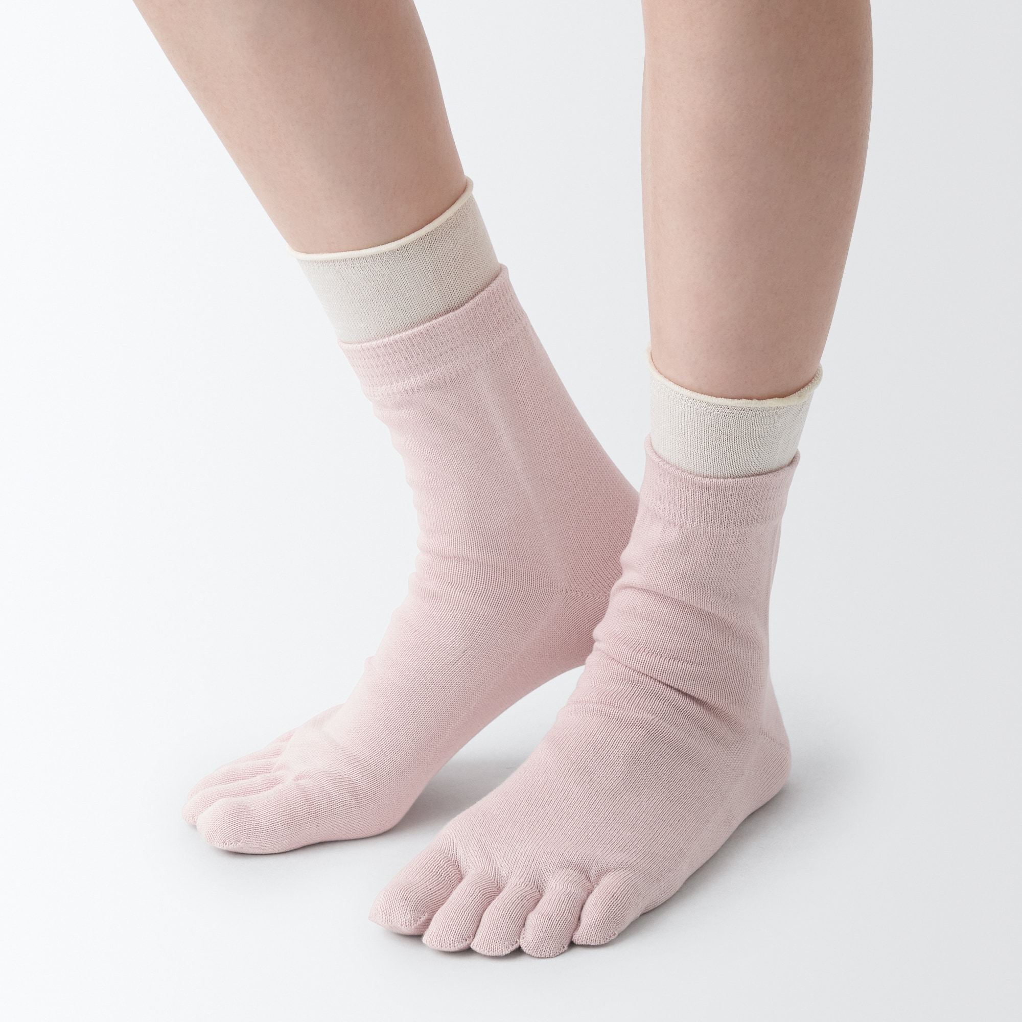 足なり直角　重ね履き　２足組５本指靴下（婦人）