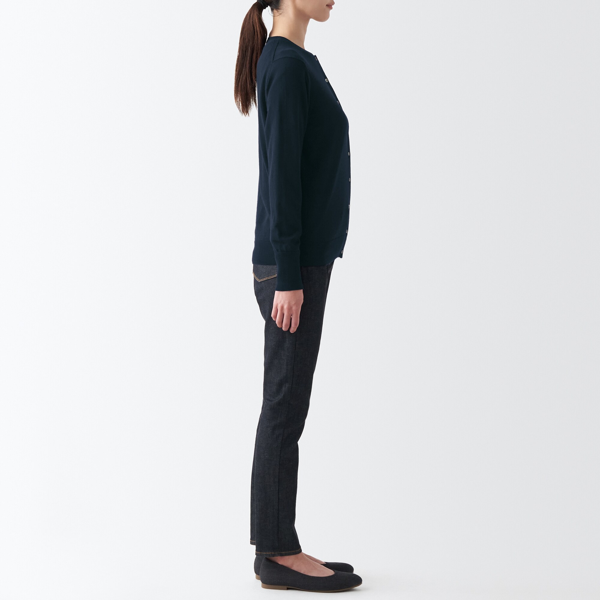 メリノウールクルーネックカーディガン