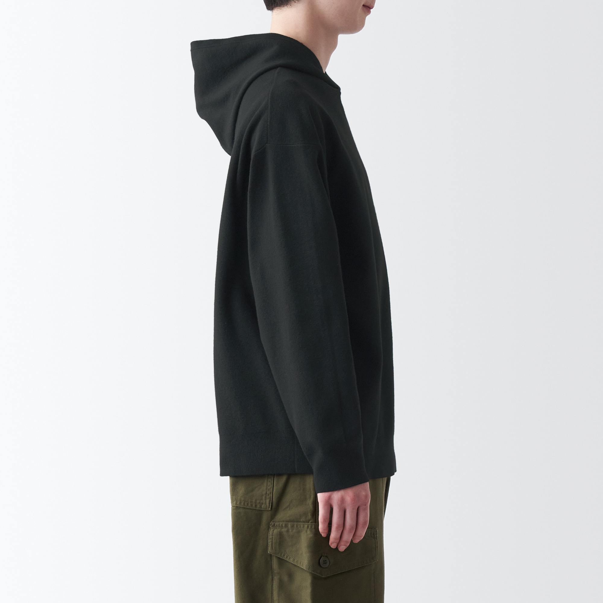 洗えるミラノリブ編みワイドプルパーカ（紳士）