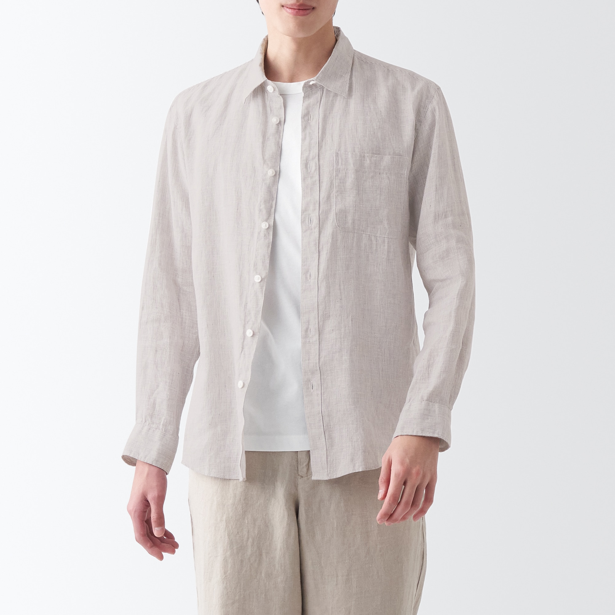 ヘンプ洗いざらし長袖シャツ