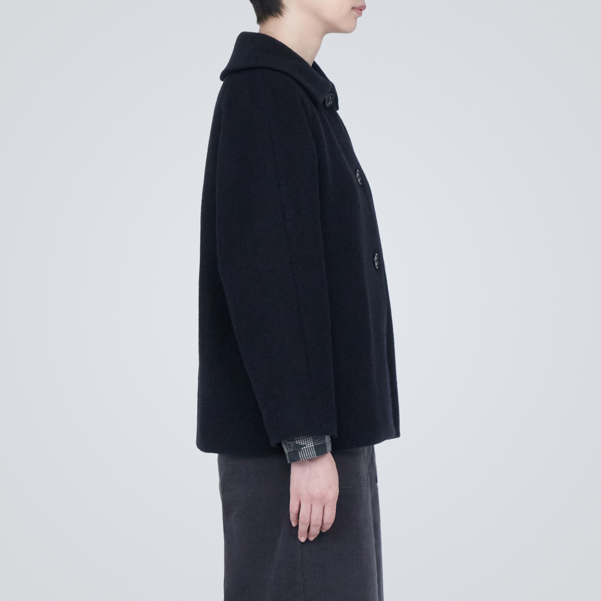 再生ウール混ショートコート