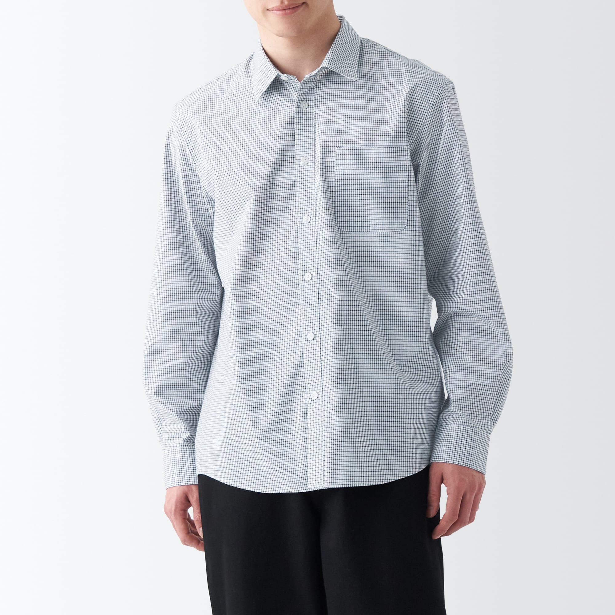 洗いざらしブロード長袖シャツ