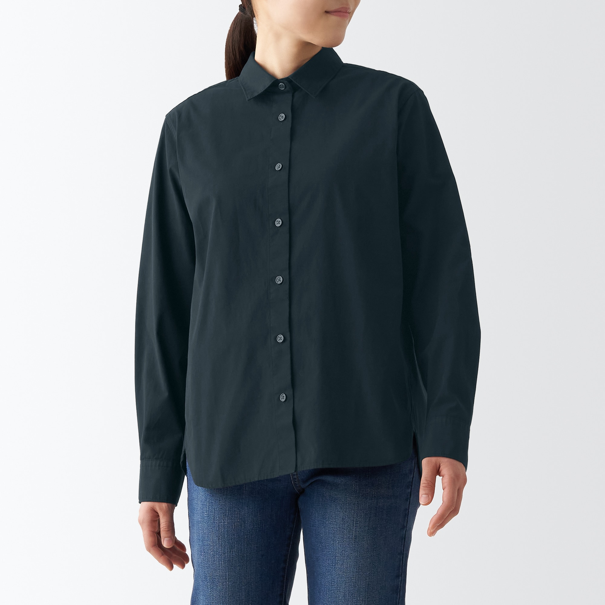 洗いざらしブロードレギュラーカラーシャツ