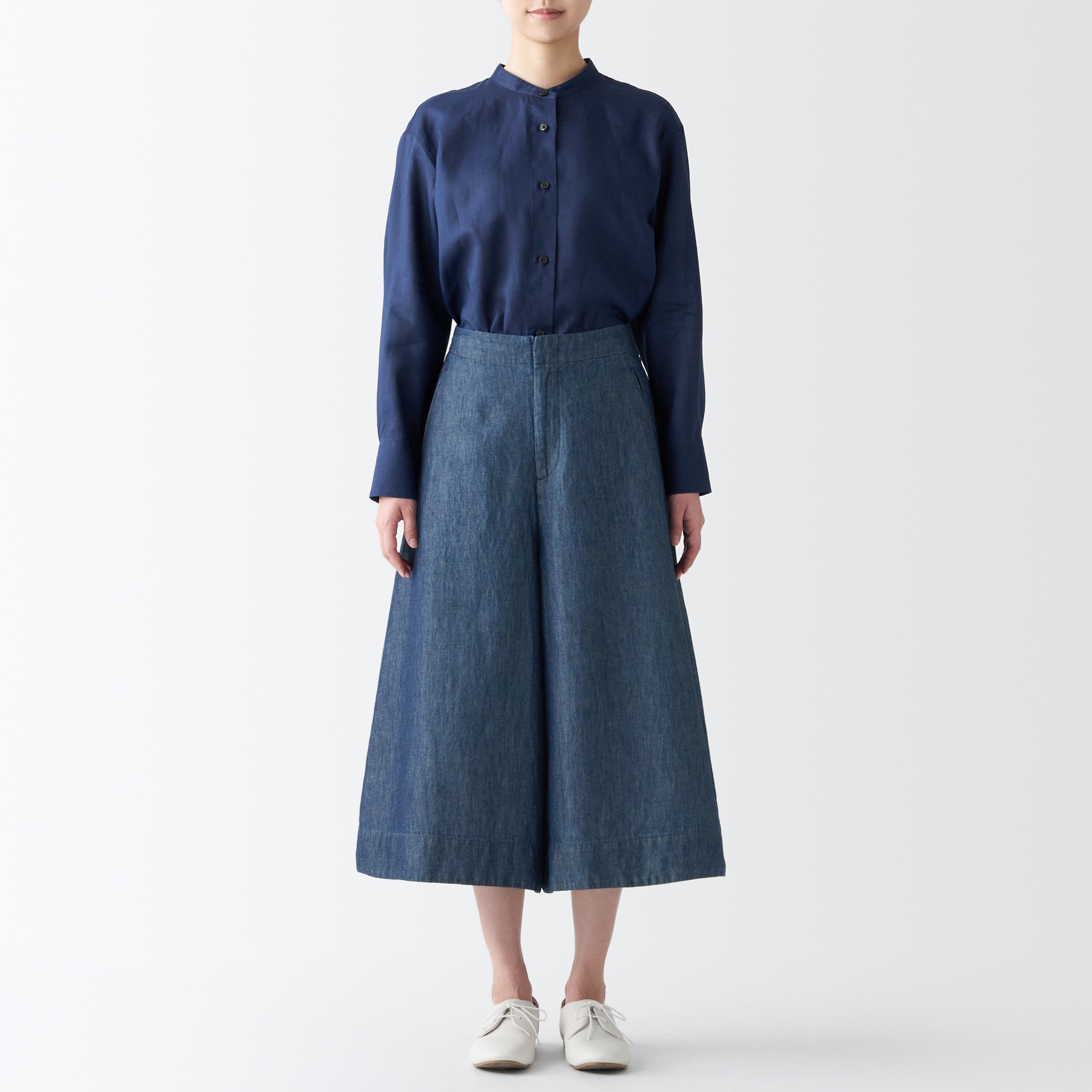 ラミーコットンデニムスカートパンツ（婦人）