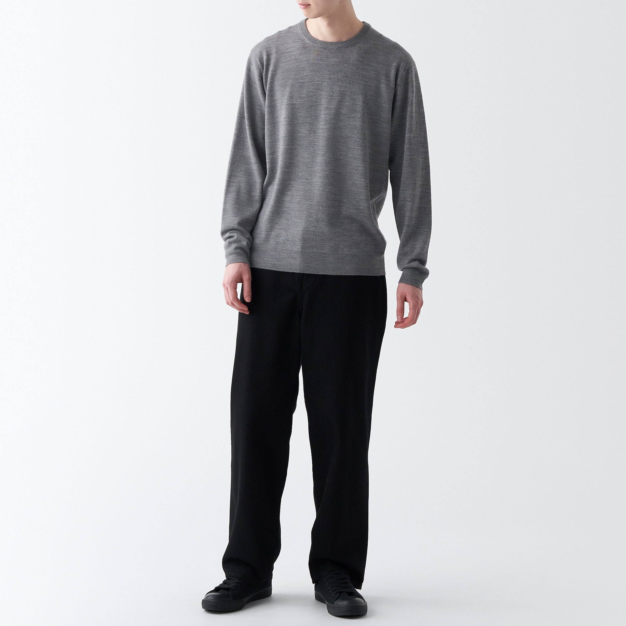 洗えるウールハイゲージクルーネックセーター