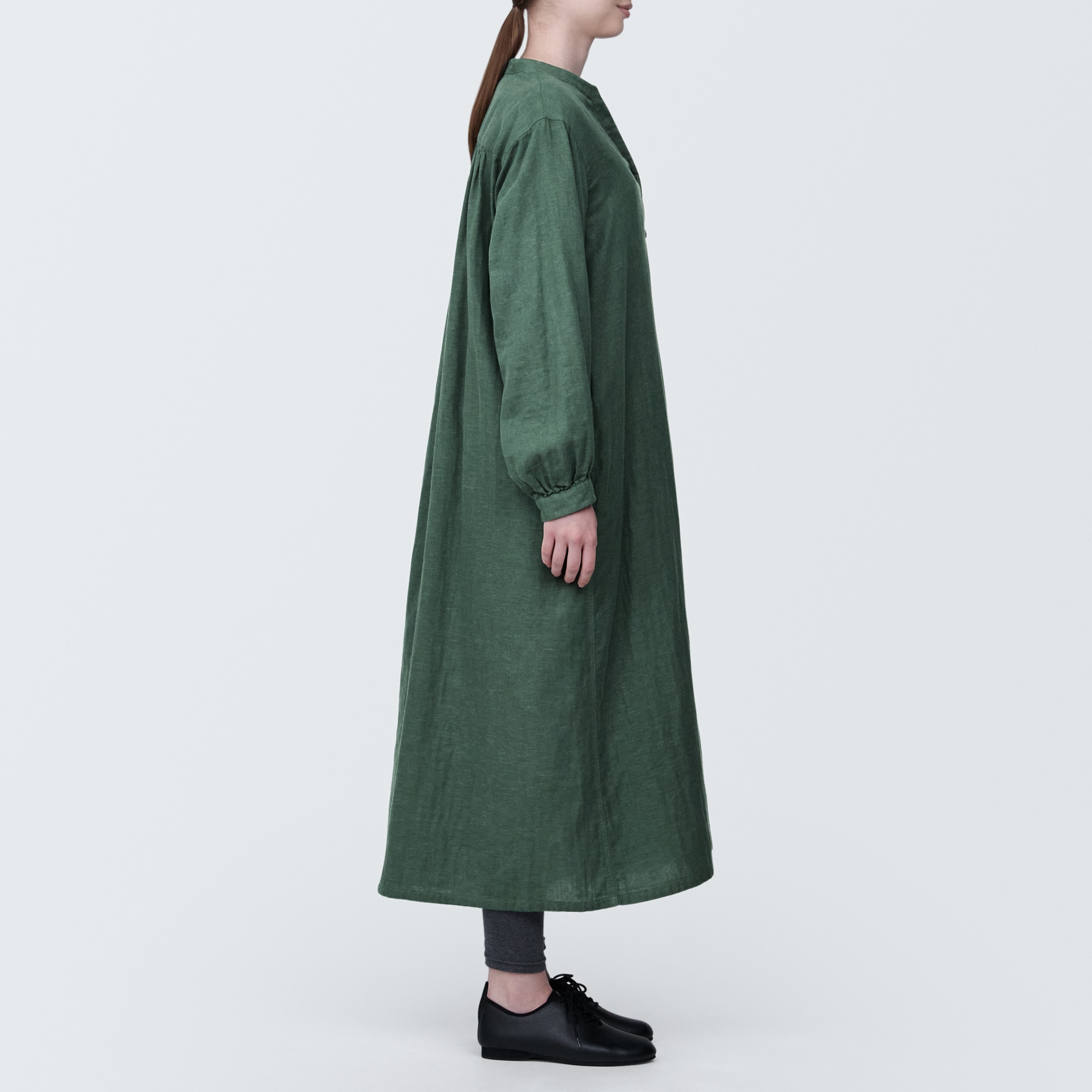 婦人　カポック混二重ガーゼ　長袖ワンピース