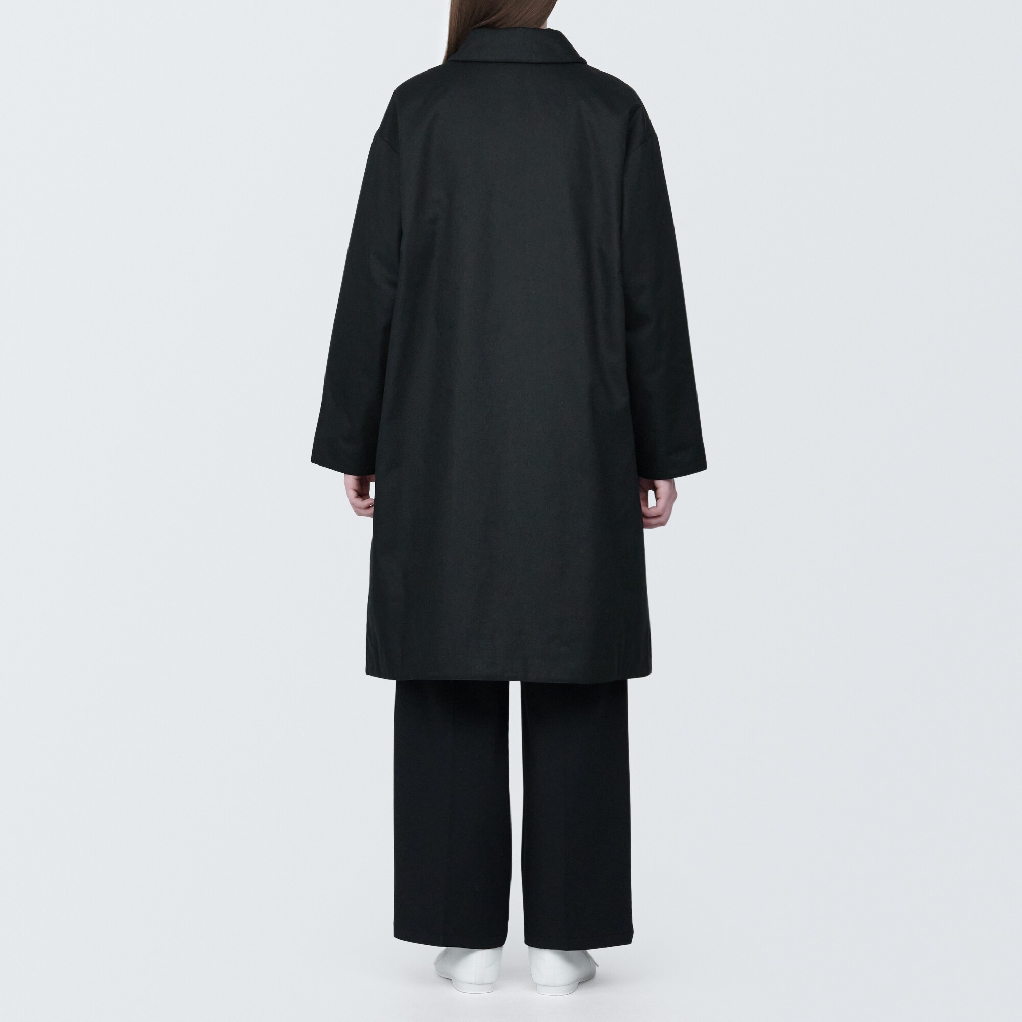 婦人　木の実から作ったカポック混中わたステンカラーコート