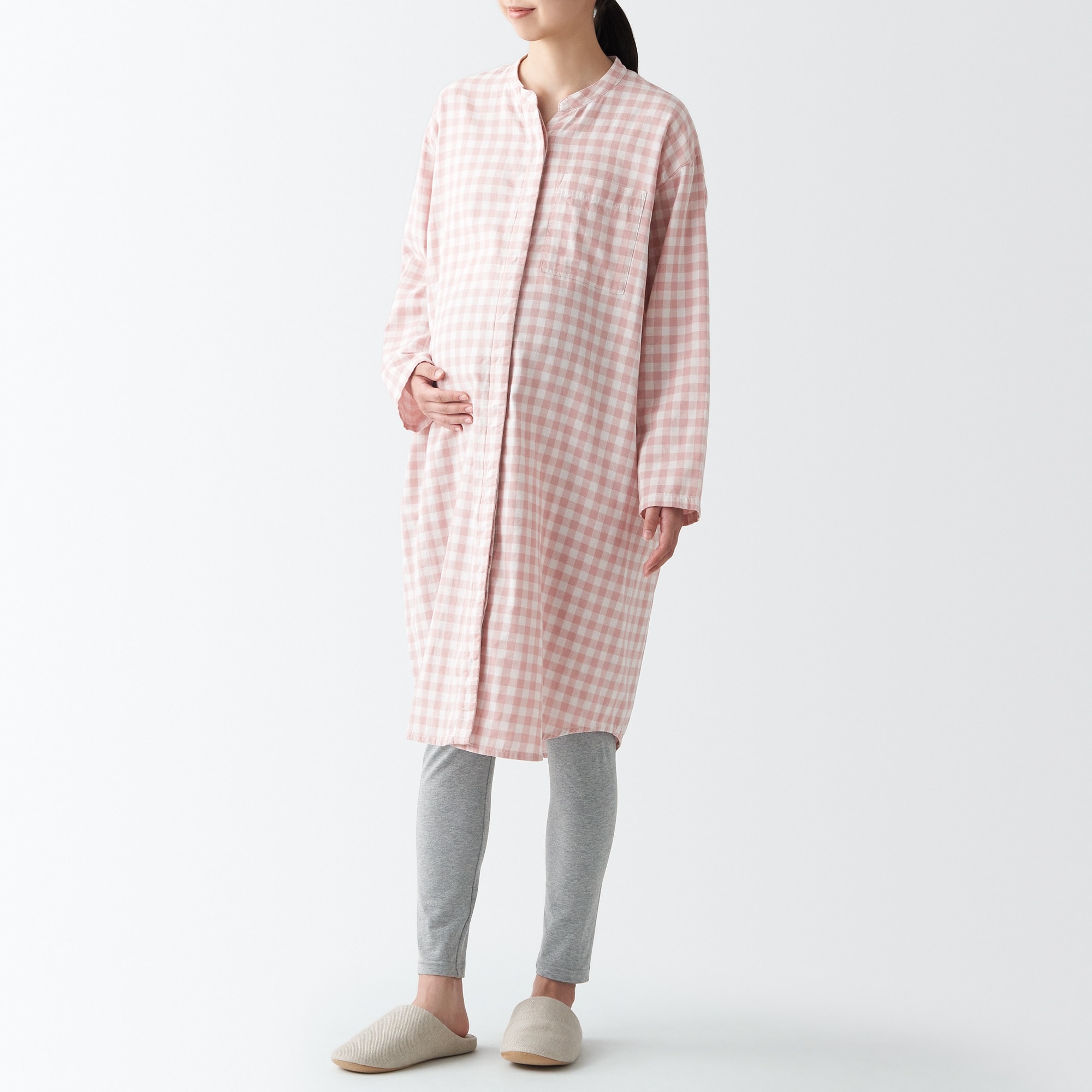 脇に縫い目のない　二重ガーゼパジャマ（マタニティ）