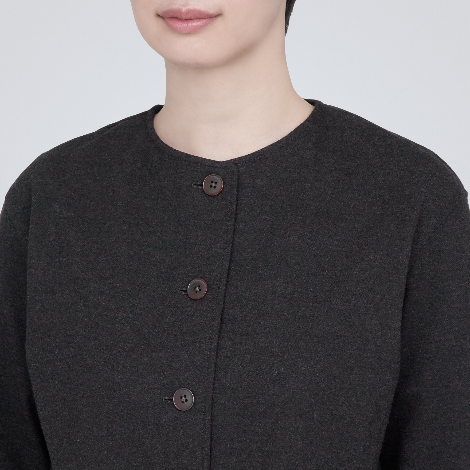 ストレッチ起毛ノーカラージャケット