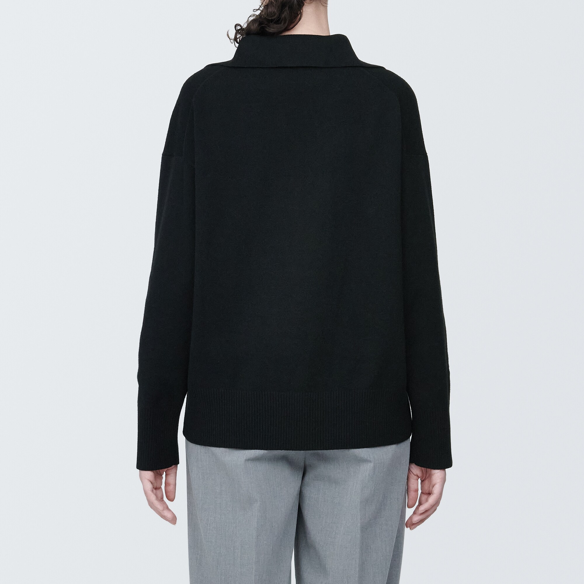 婦人　洗えるミラノリブ編みスキッパーポロセーター