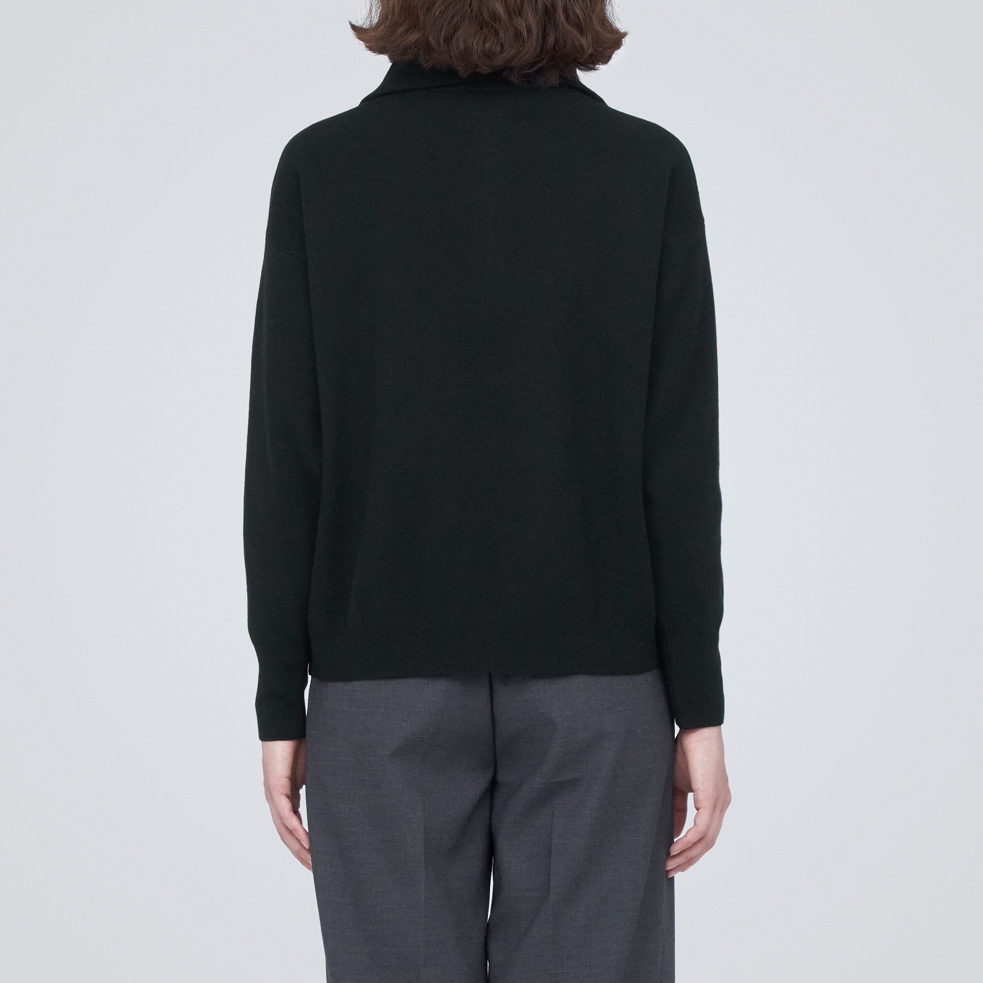 洗えるミラノリブ編みハーフジップセーター（婦人）