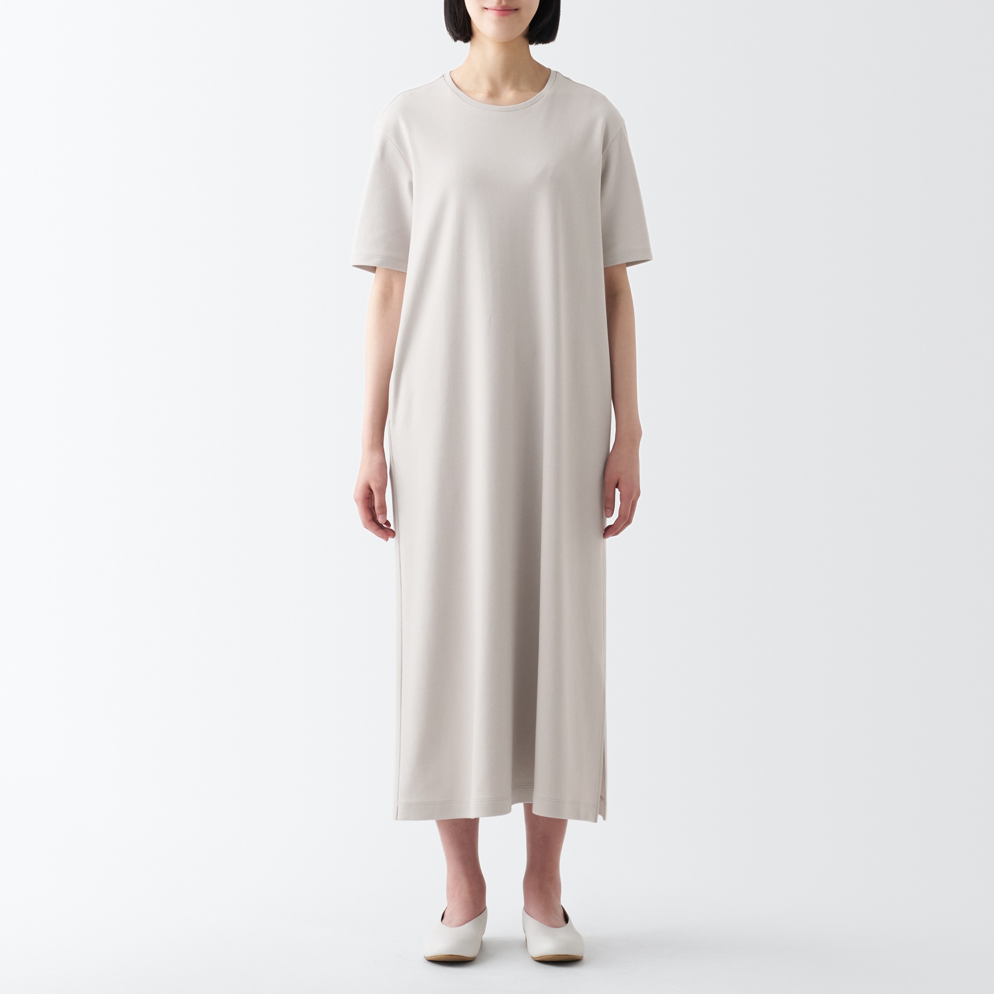 スムース編み半袖ワンピース