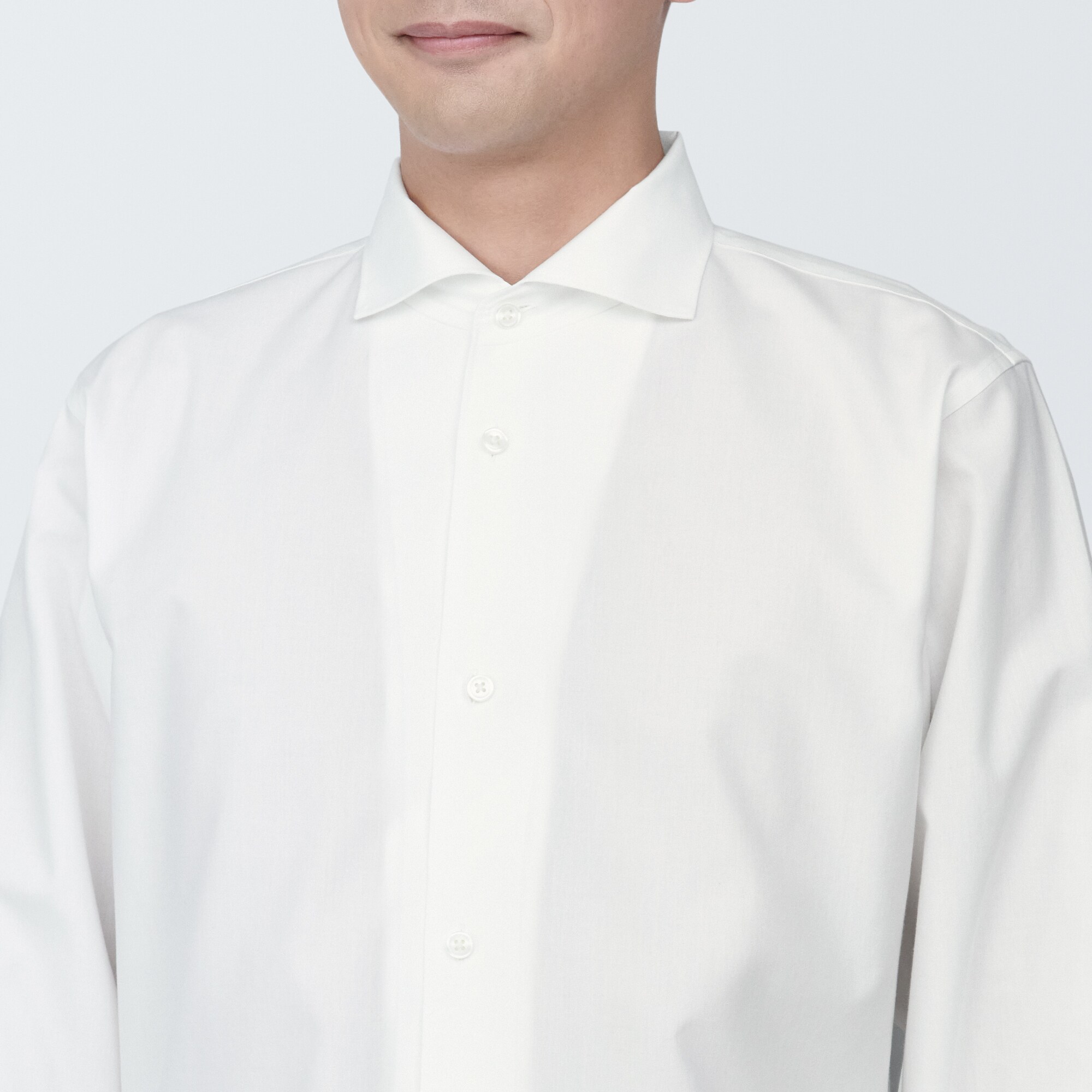 紳士　ノンアイロンカッタウェイカラー長袖シャツ