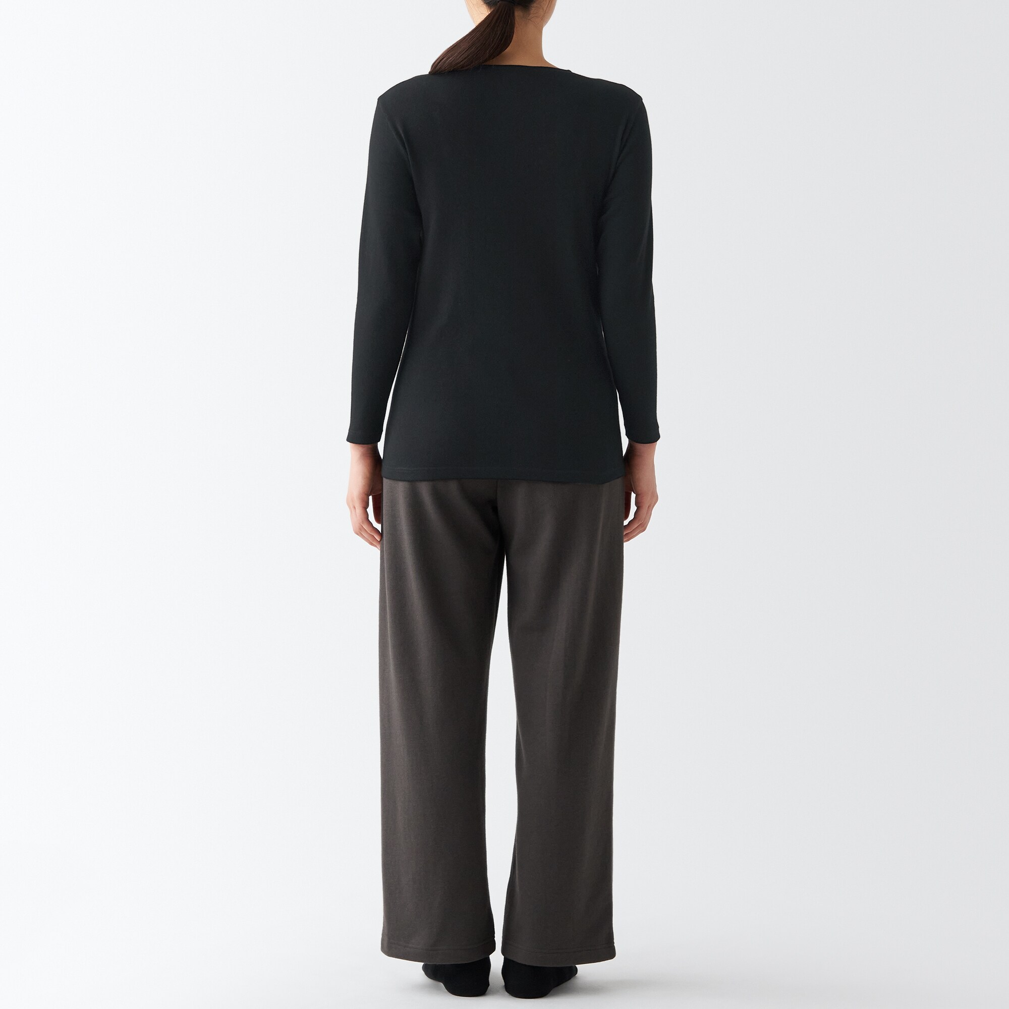 あったか綿　厚手　Ｕネック八分袖Ｔシャツ