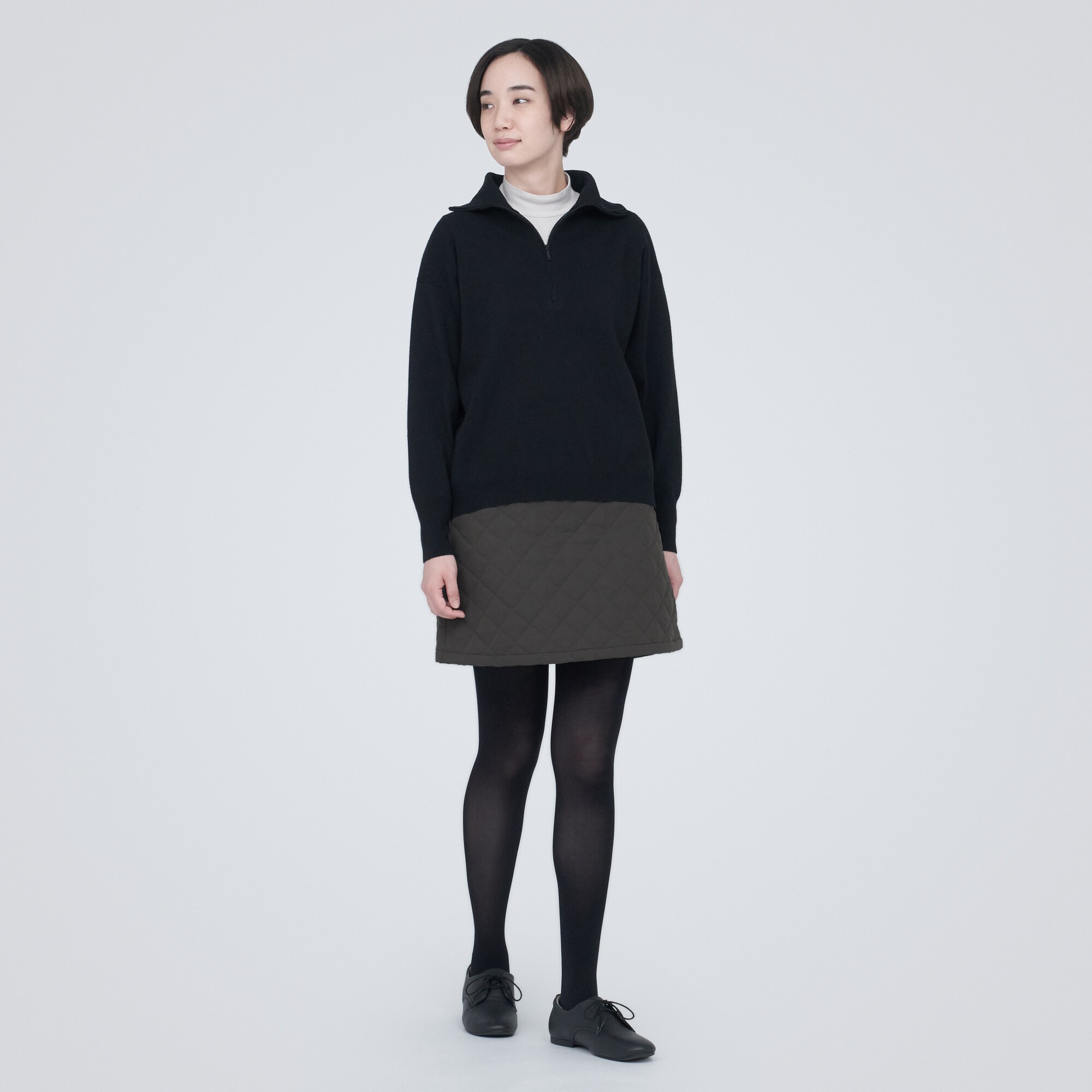 洗える　キルティングミニスカート