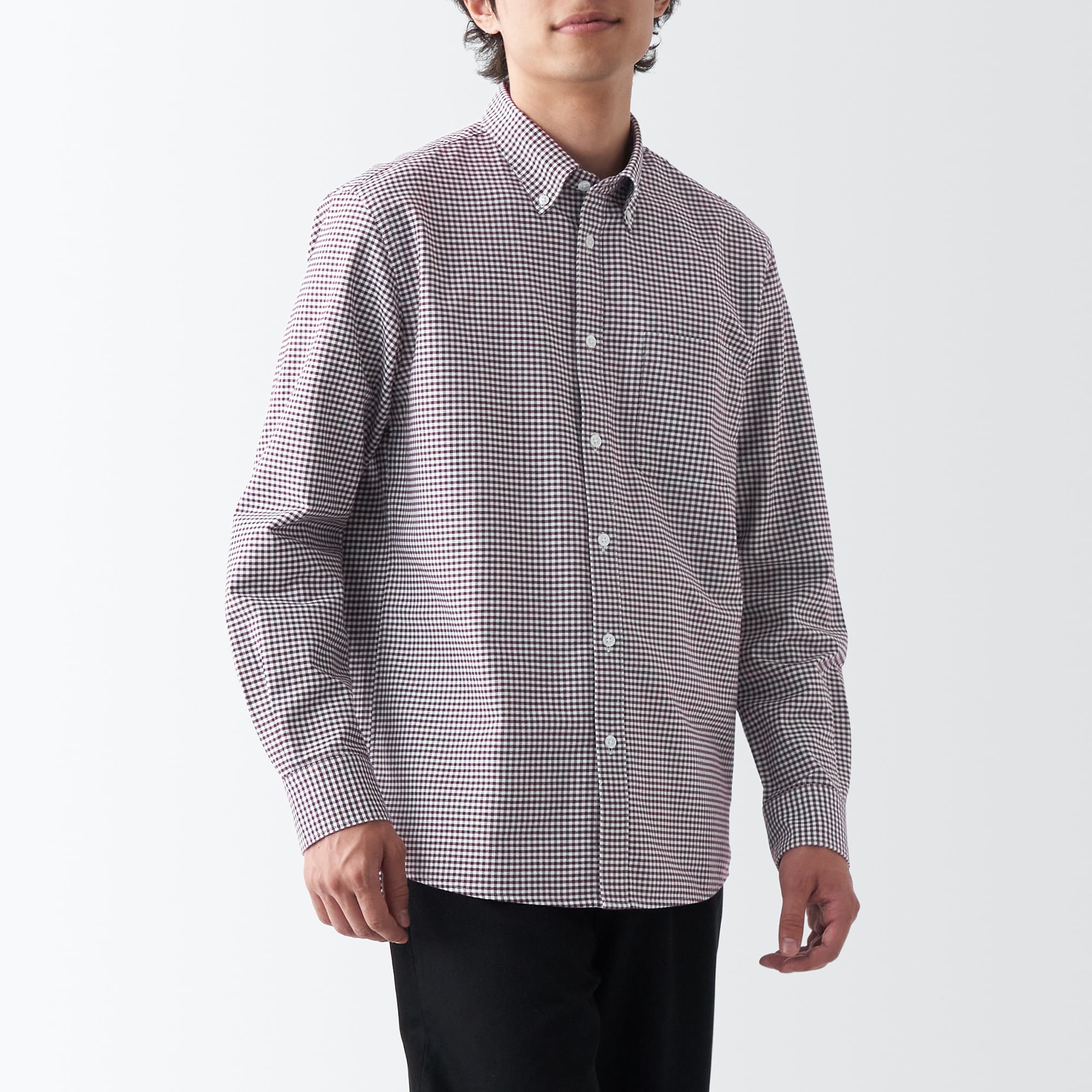 【新仕様・ハンガーループなし】洗いざらしオックスボタンダウン長袖シャツ