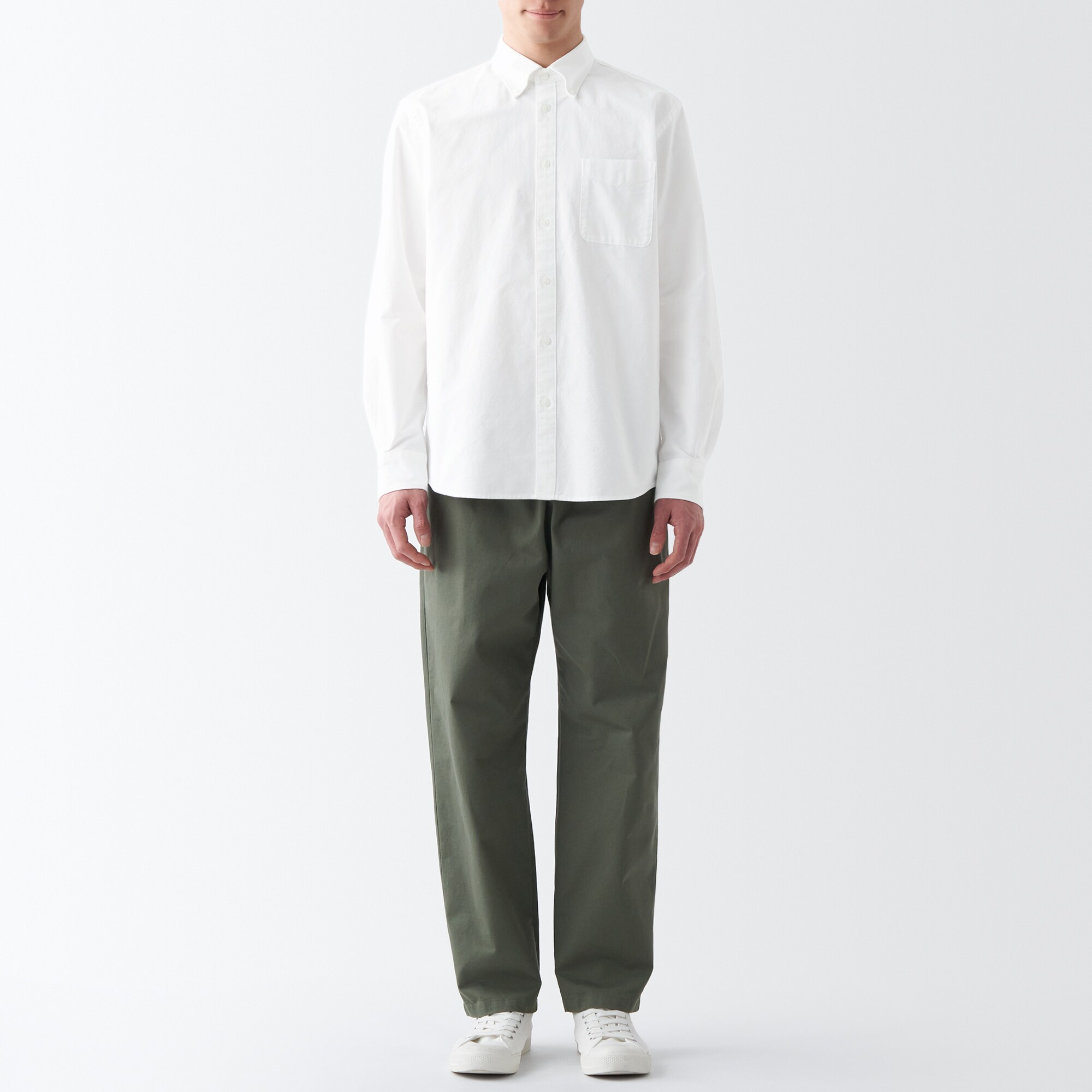 【旧仕様・ハンガーループあり】洗いざらしオックスボタンダウン長袖シャツ