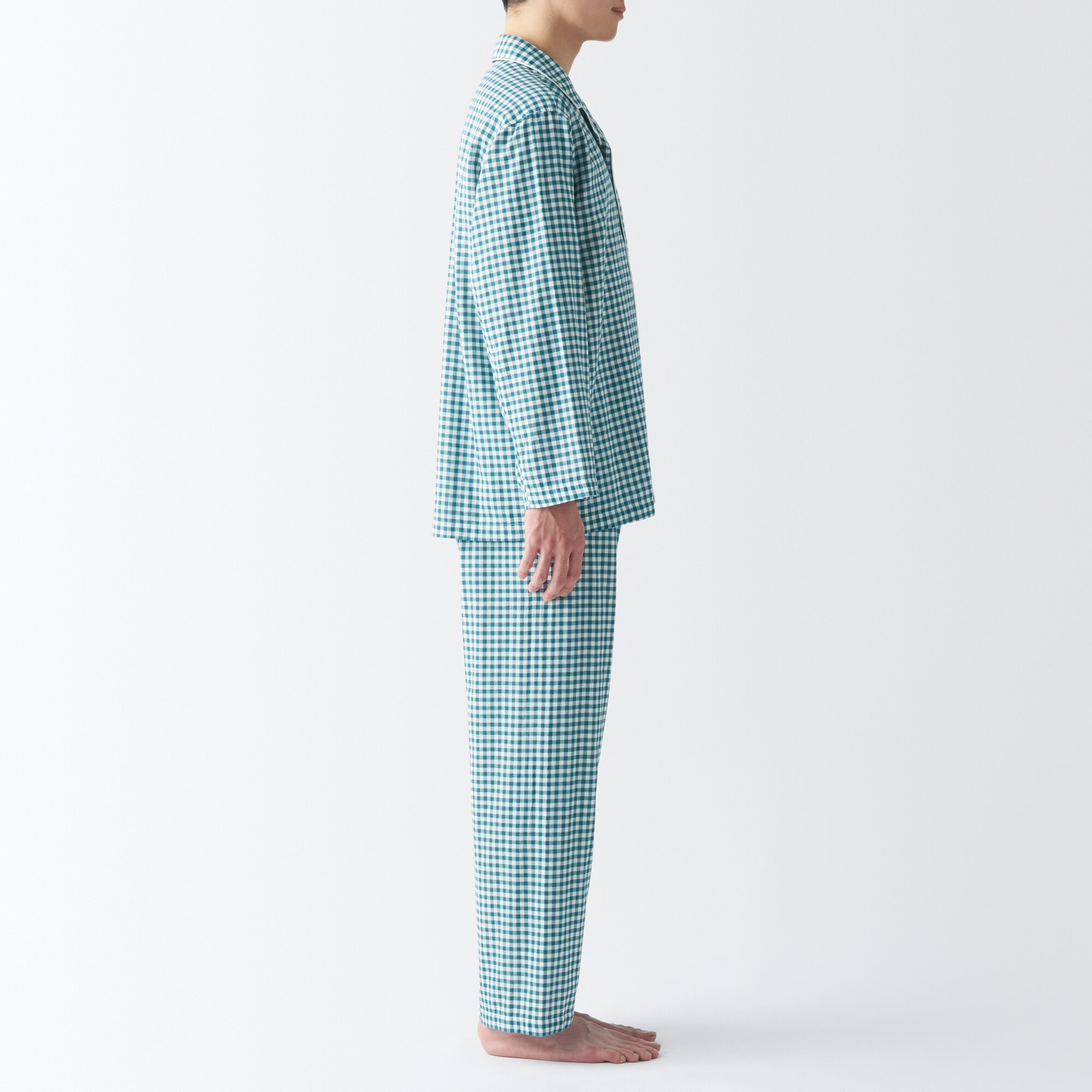 紳士　脇に縫い目のない　二重ガーゼパジャマ