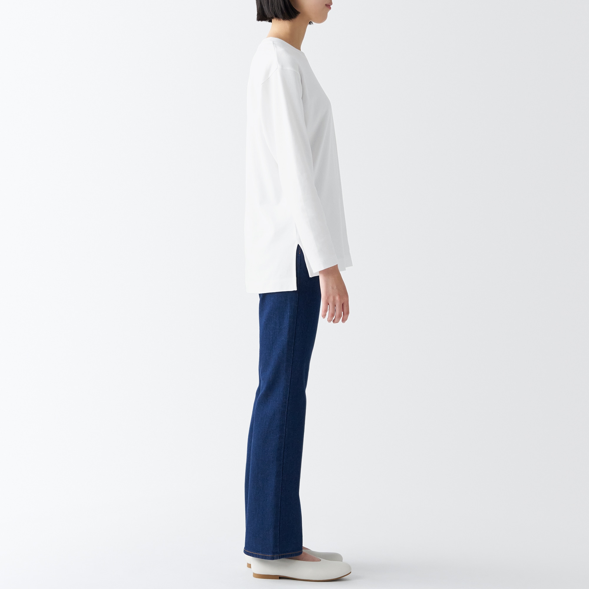 スムース編みロング丈長袖Ｔシャツ