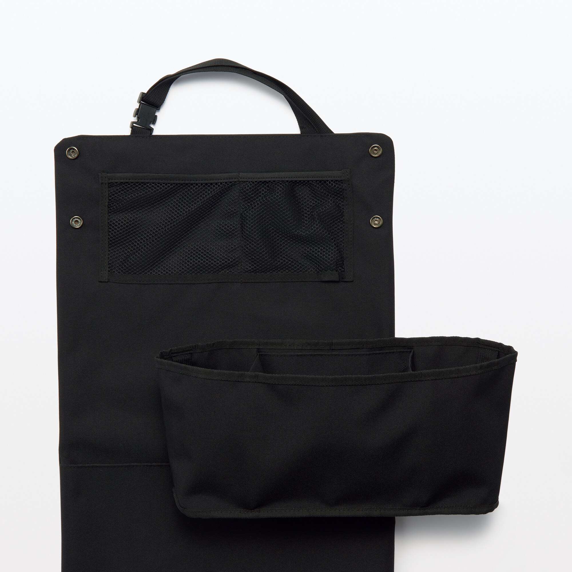 吊るして使えるＡ４ポケット付きマルチ収納ケース　黒　約２４．５×３６×１１ｃｍ