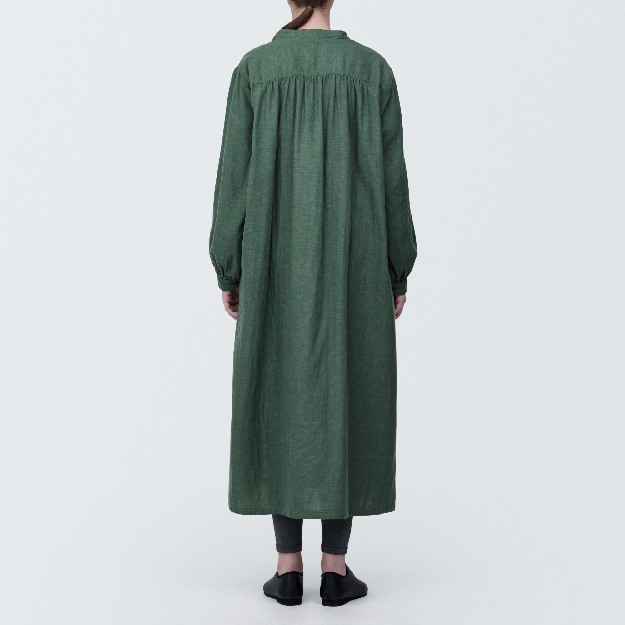 婦人　カポック混二重ガーゼ　長袖ワンピース