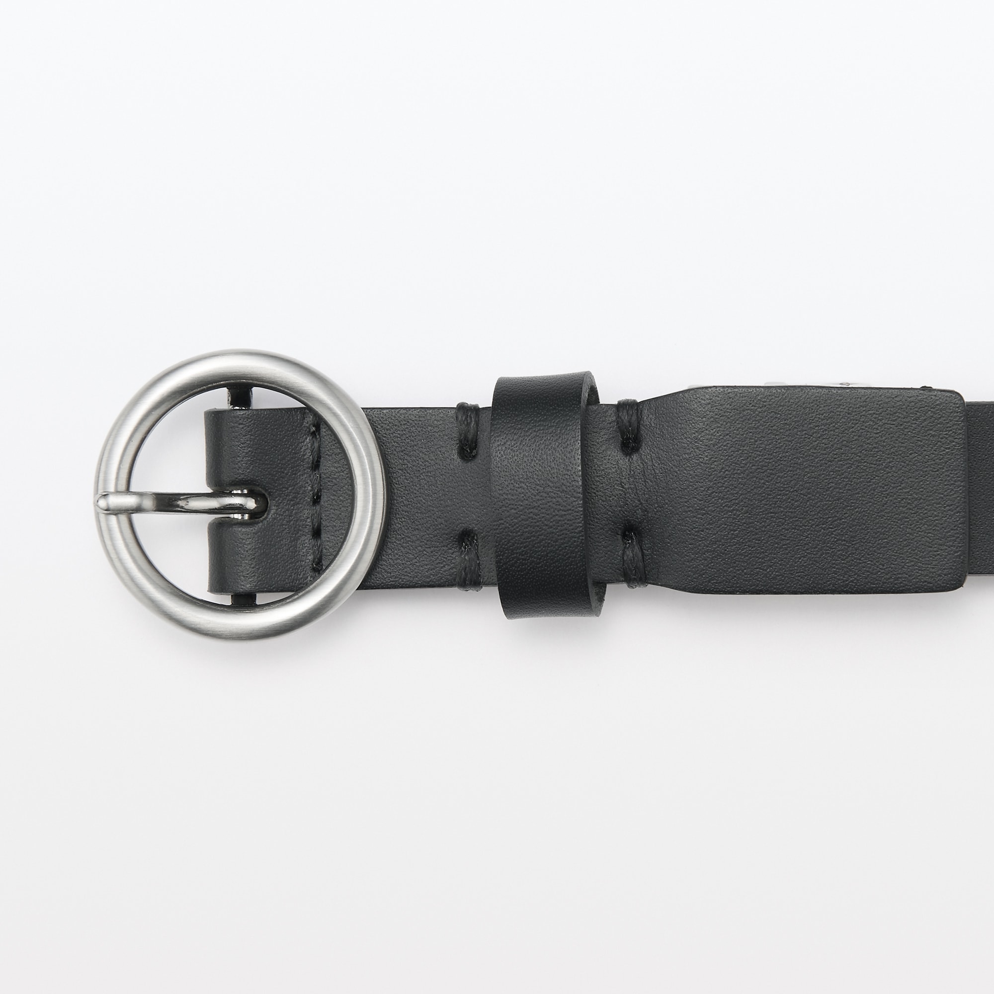 ヌメ革　長さを調節できる　丸リング細ベルト