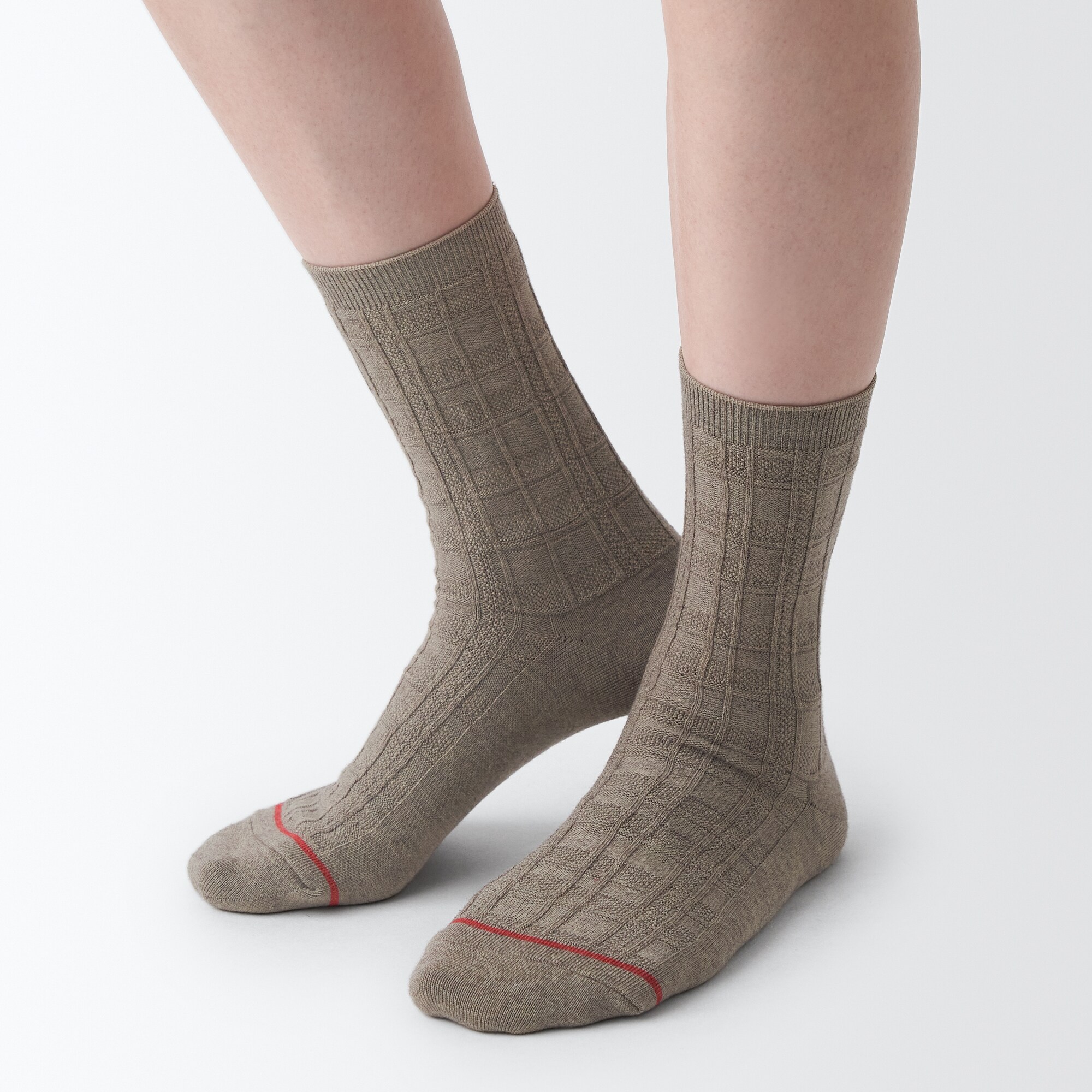 足なり直角　履き口やわらか　あったか綿　柄編み靴下（ウール入り／婦人）