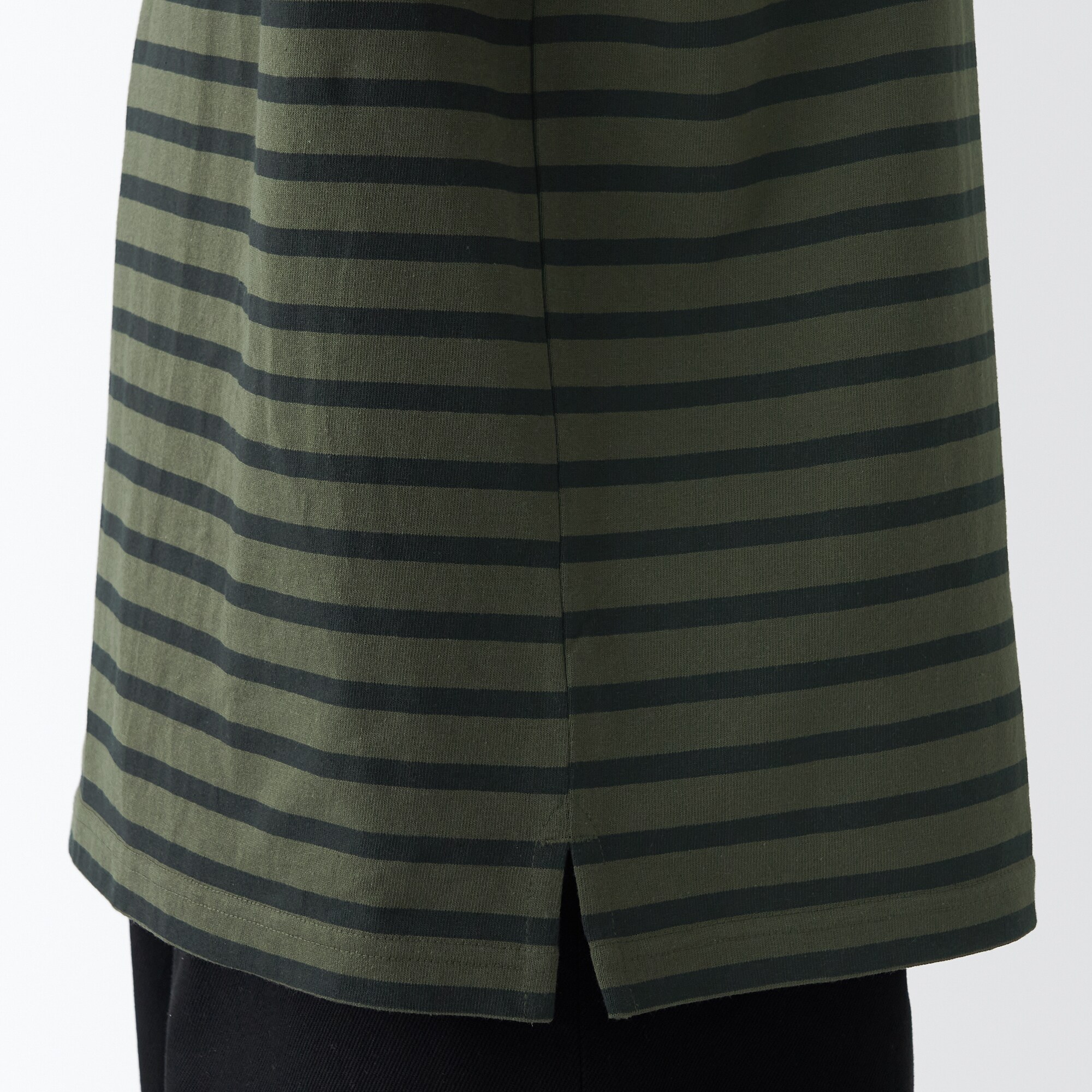 洗いざらし太番手ボートネック九分袖Ｔシャツ