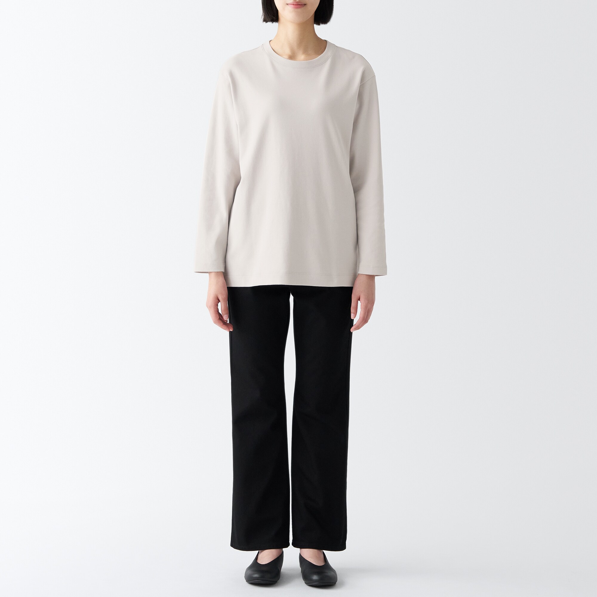 スムース編みロング丈長袖Ｔシャツ