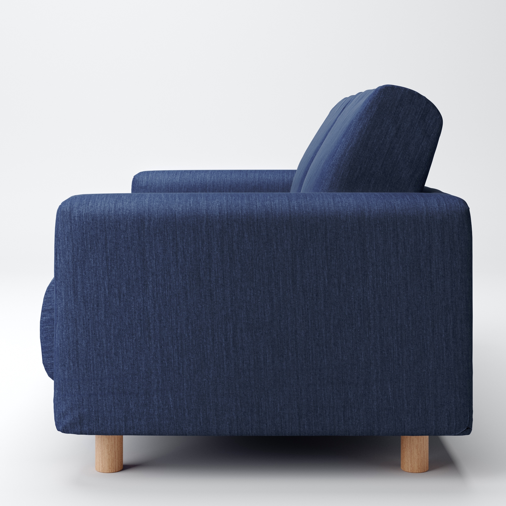 【カバー】綿デニムソファ本体・２シーター・ウレタン・ポケットコイル用カバー／ブルー