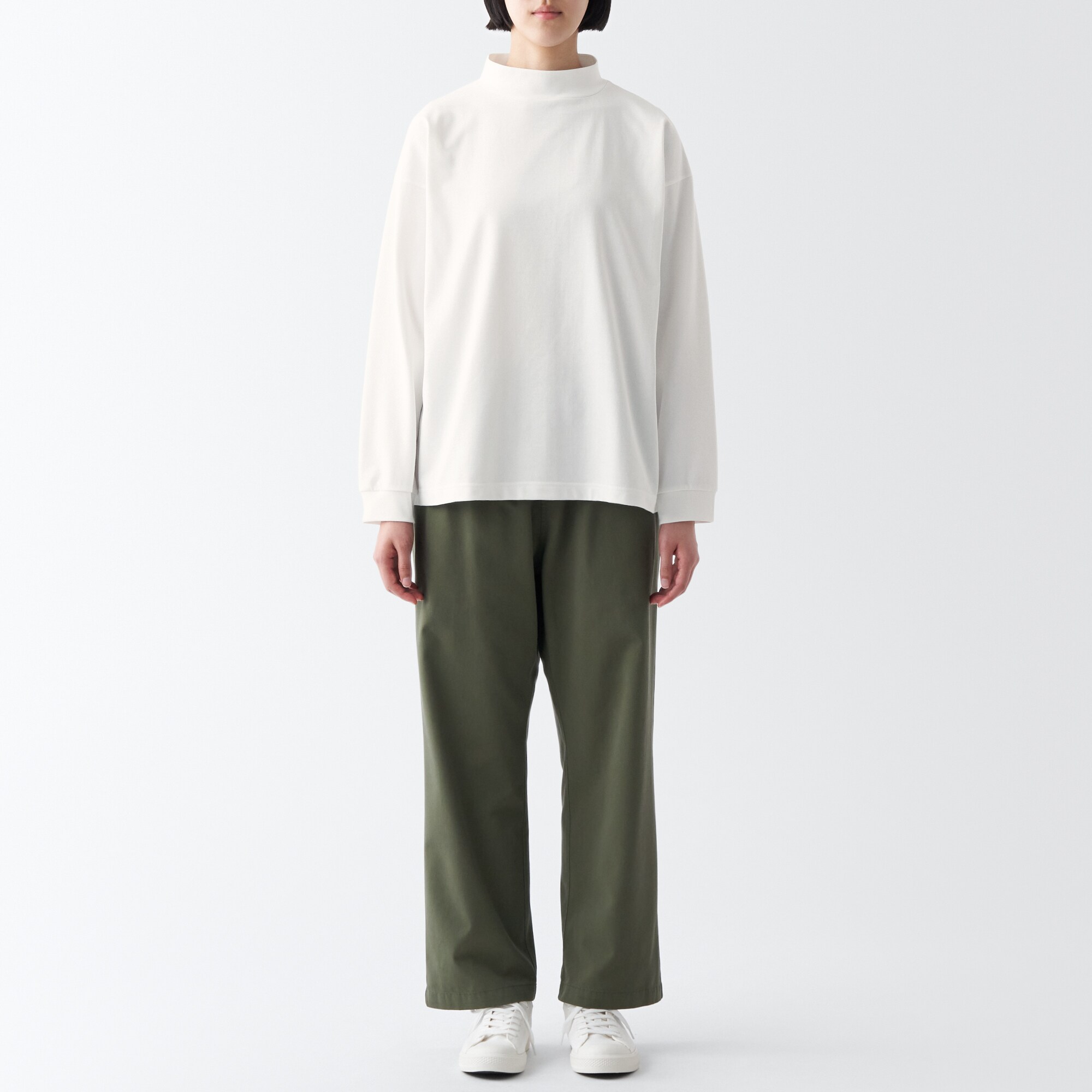 天竺編みハイネック長袖Ｔシャツ