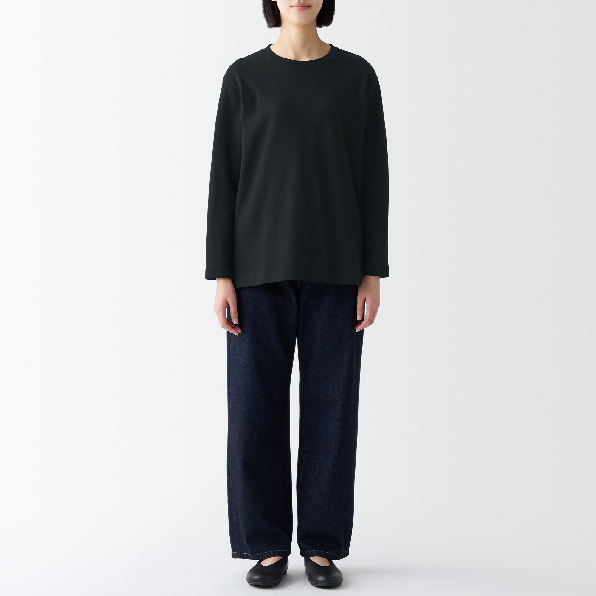 スムース編みロング丈長袖Ｔシャツ