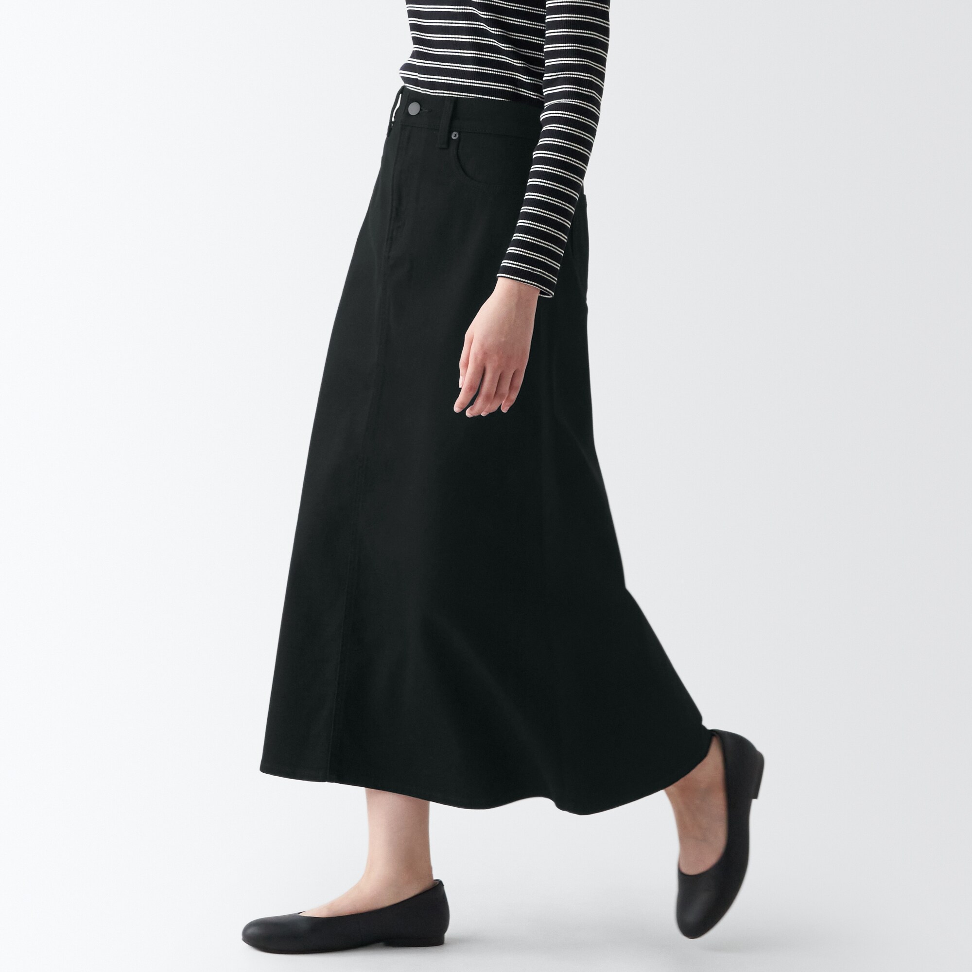 デニムＡラインスカート　黒